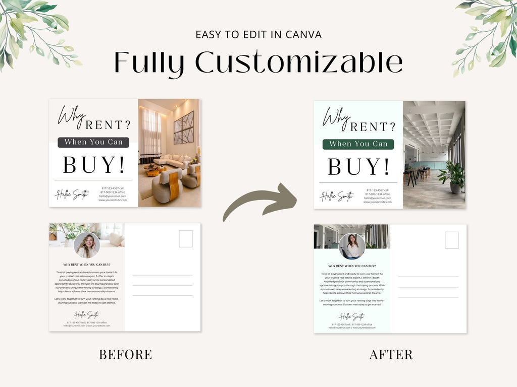 Rent Vs Own Postcard Vol 01- Showcasing the advantages of homeownership.