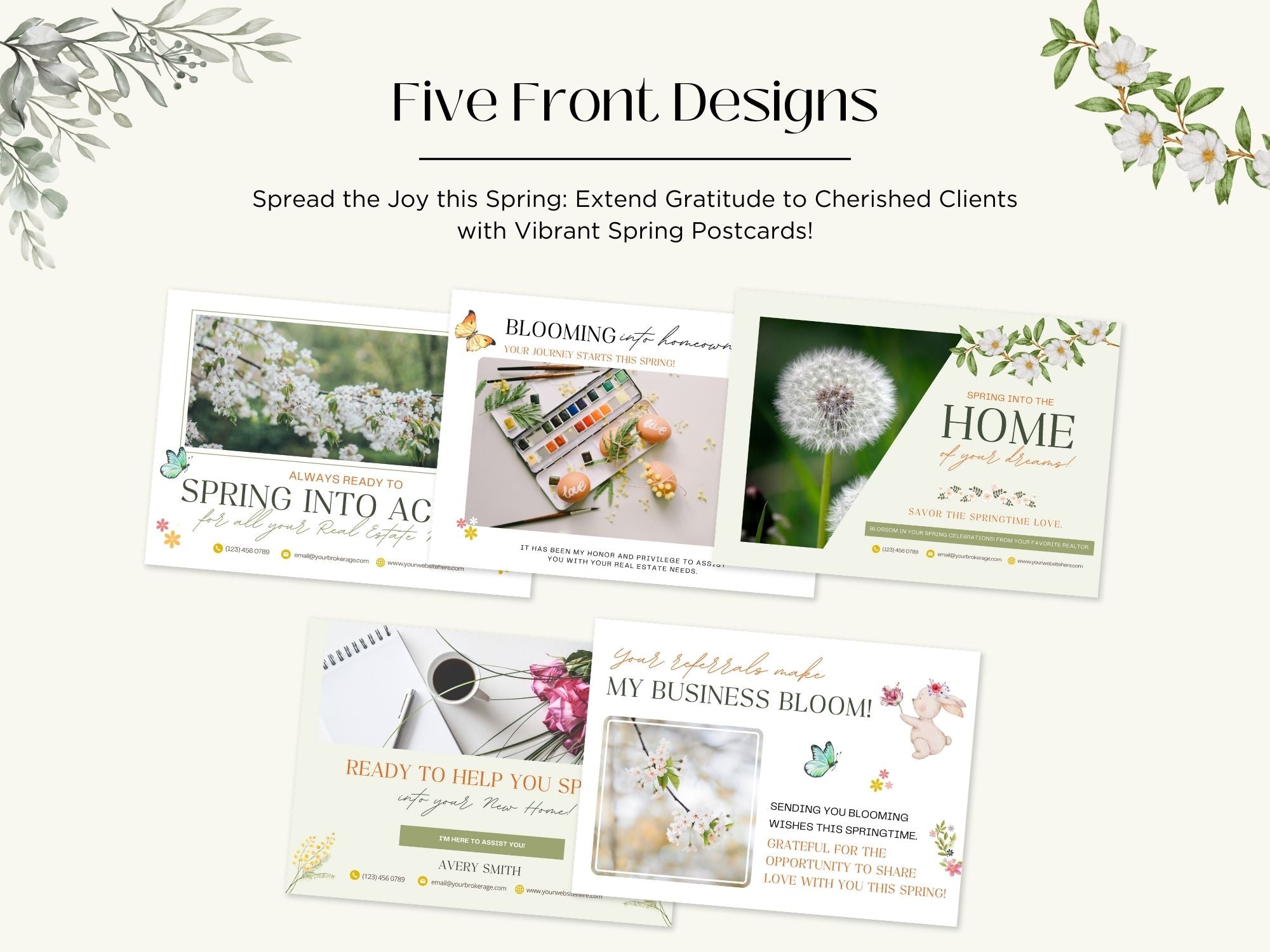 Spring Postcard Bundle - Eye-catching postcards for vibrant real estate marketing in the spring season.