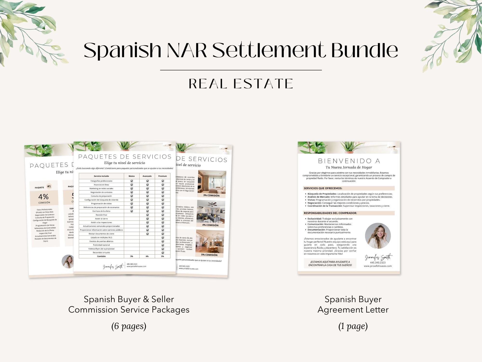 Spanish NAR settlement bundle with essential documents for real estate transactions.