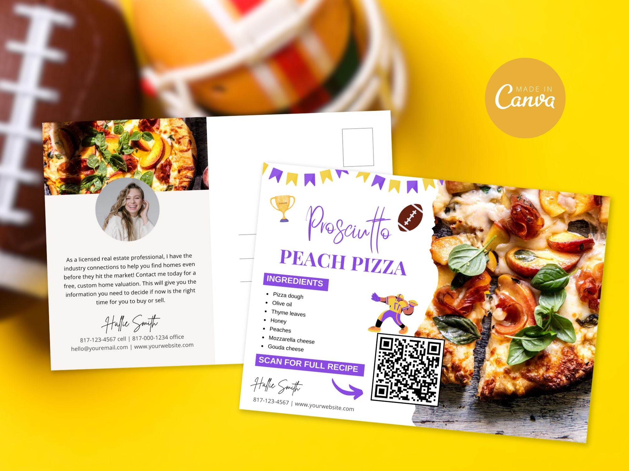Super Bowl Real Estate Recipe Postcards - Themed postcards with tasty recipes and real estate tips for the big game.
