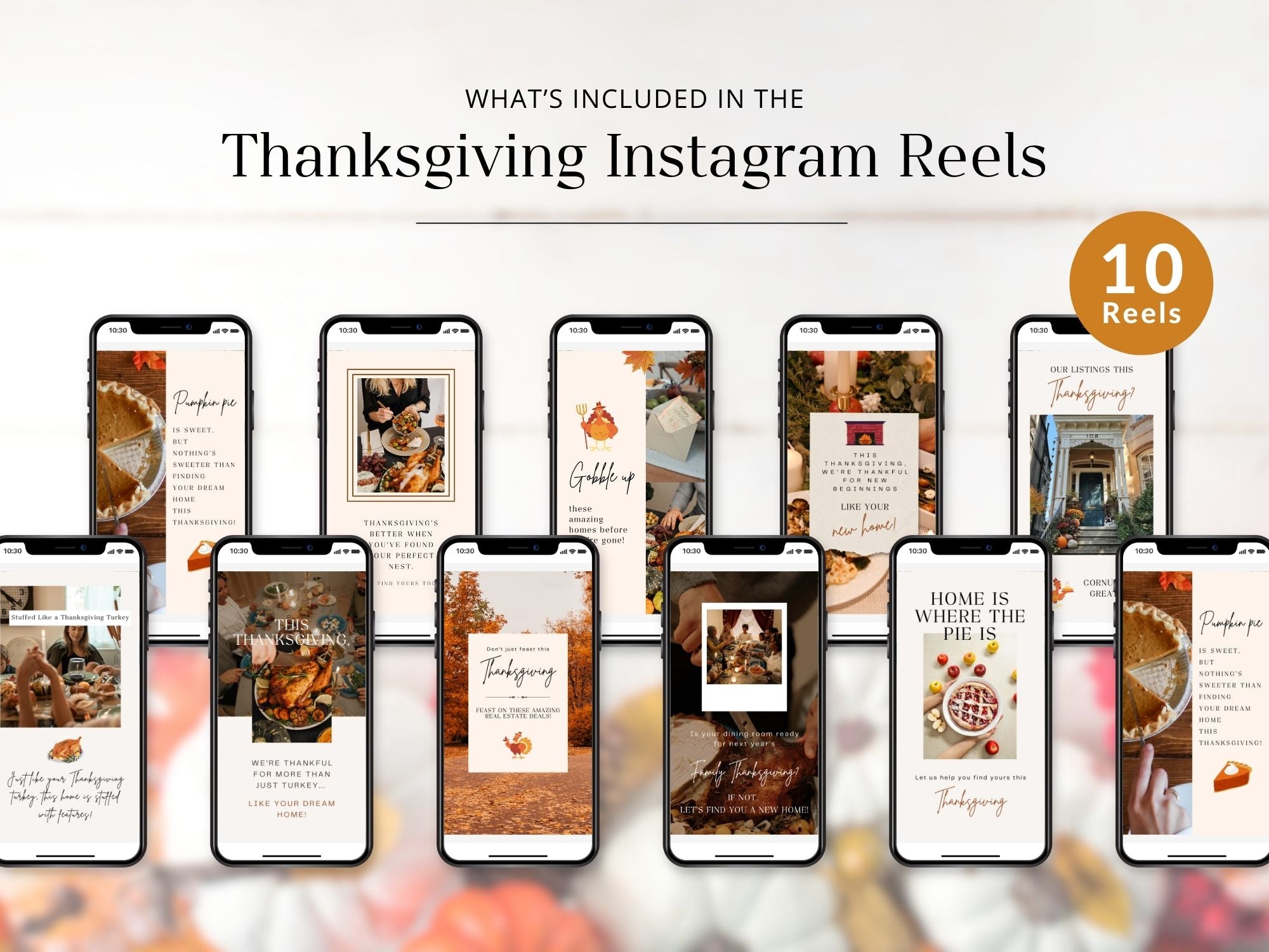 Thanksgiving-themed real estate Instagram reels offering holiday content for realtors.