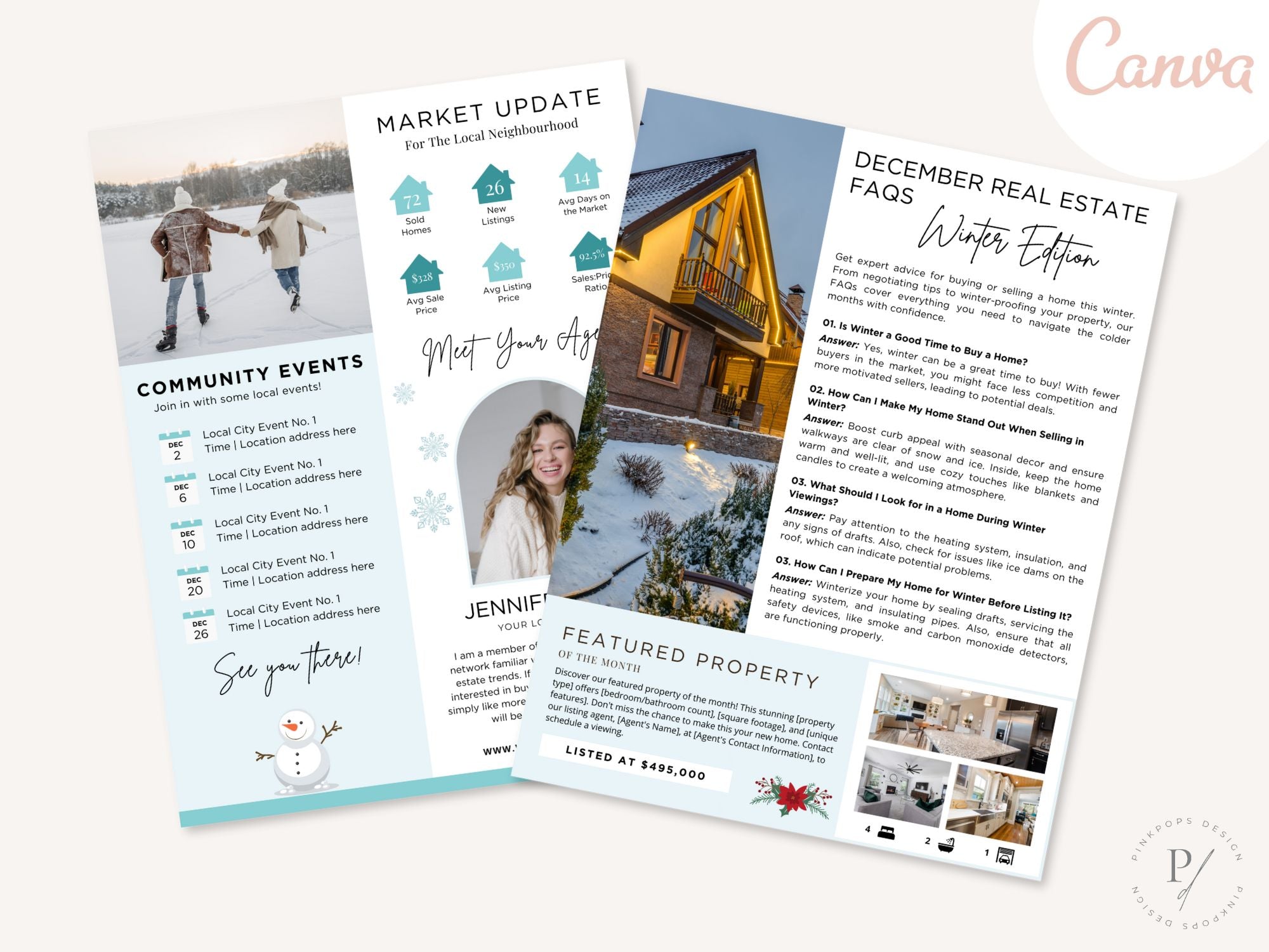 December Newsletter 2024 Vol 02 template for real estate professionals, featuring year-end market summaries and holiday home tips.
