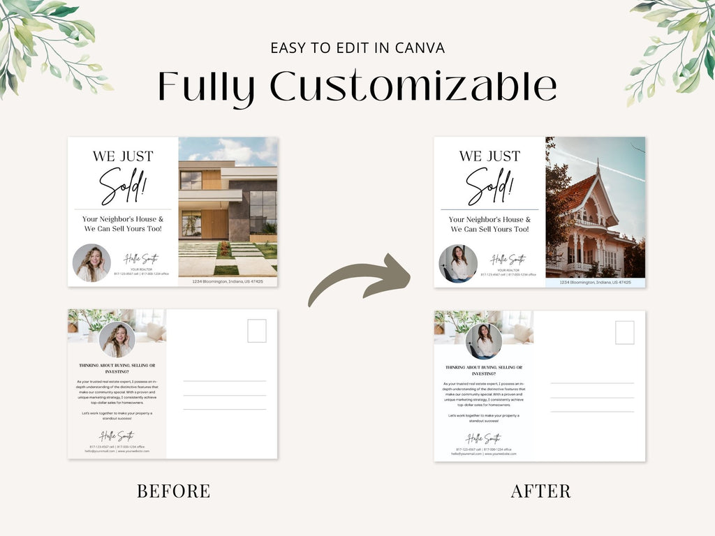 Just Sold Real Estate Postcard Vol 01 - Sleek and professional postcard template for announcing recent real estate sales.