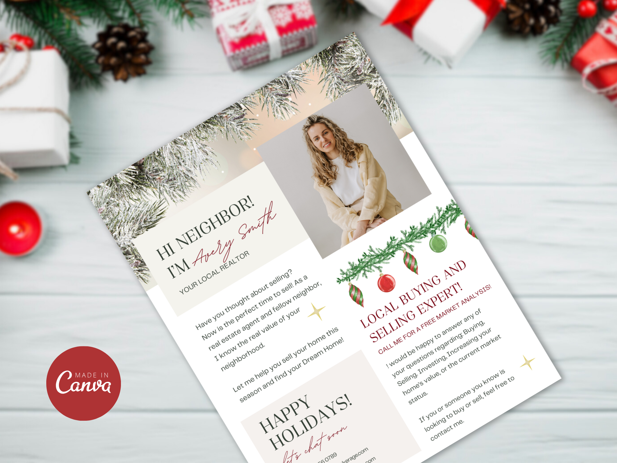 Real Estate Christmas Hello Neighbor Flyer - Expressing Warm Holiday Greetings to Neighbors and Clients