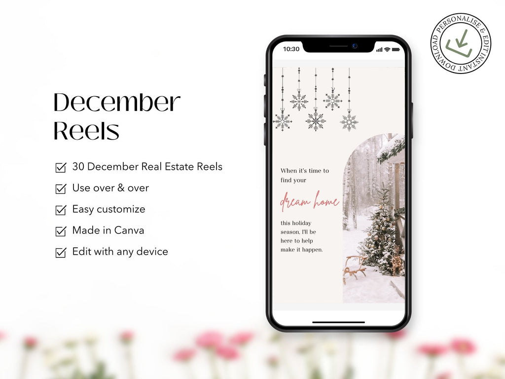 December 2024 holiday-themed real estate reels for social media marketing.
