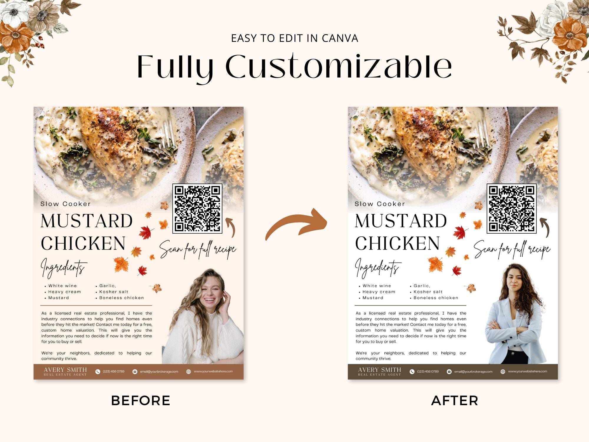 Fall Recipe Flyers Vol 02 featuring autumn-themed recipes for realtors to engage clients and promote real estate services.