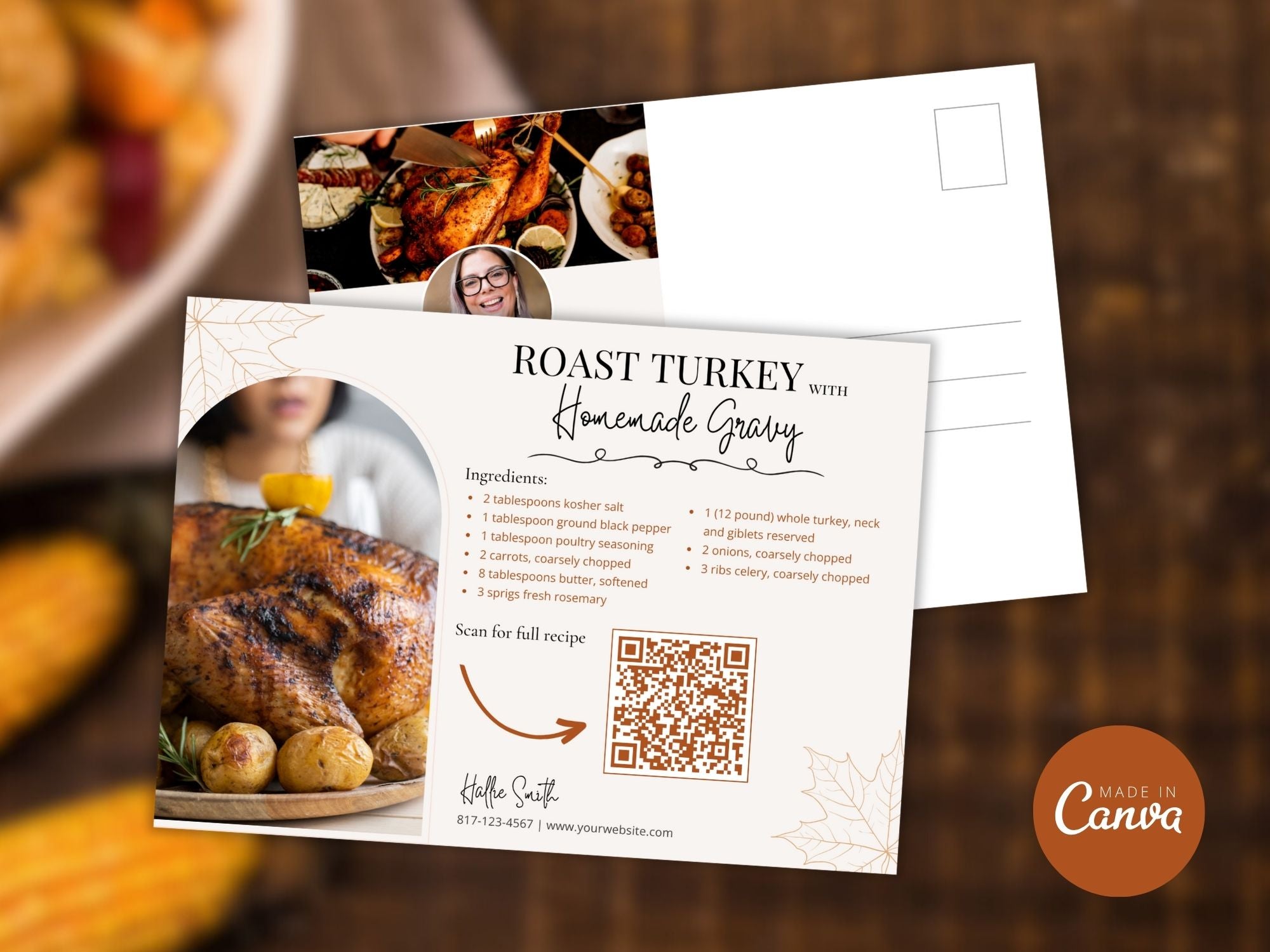 Real Estate Thanksgiving Recipe Postcard Bundle - Delightful bundle combining festive design with mouthwatering recipes for a unique and engaging way to express gratitude and connect with clients during the Thanksgiving season.