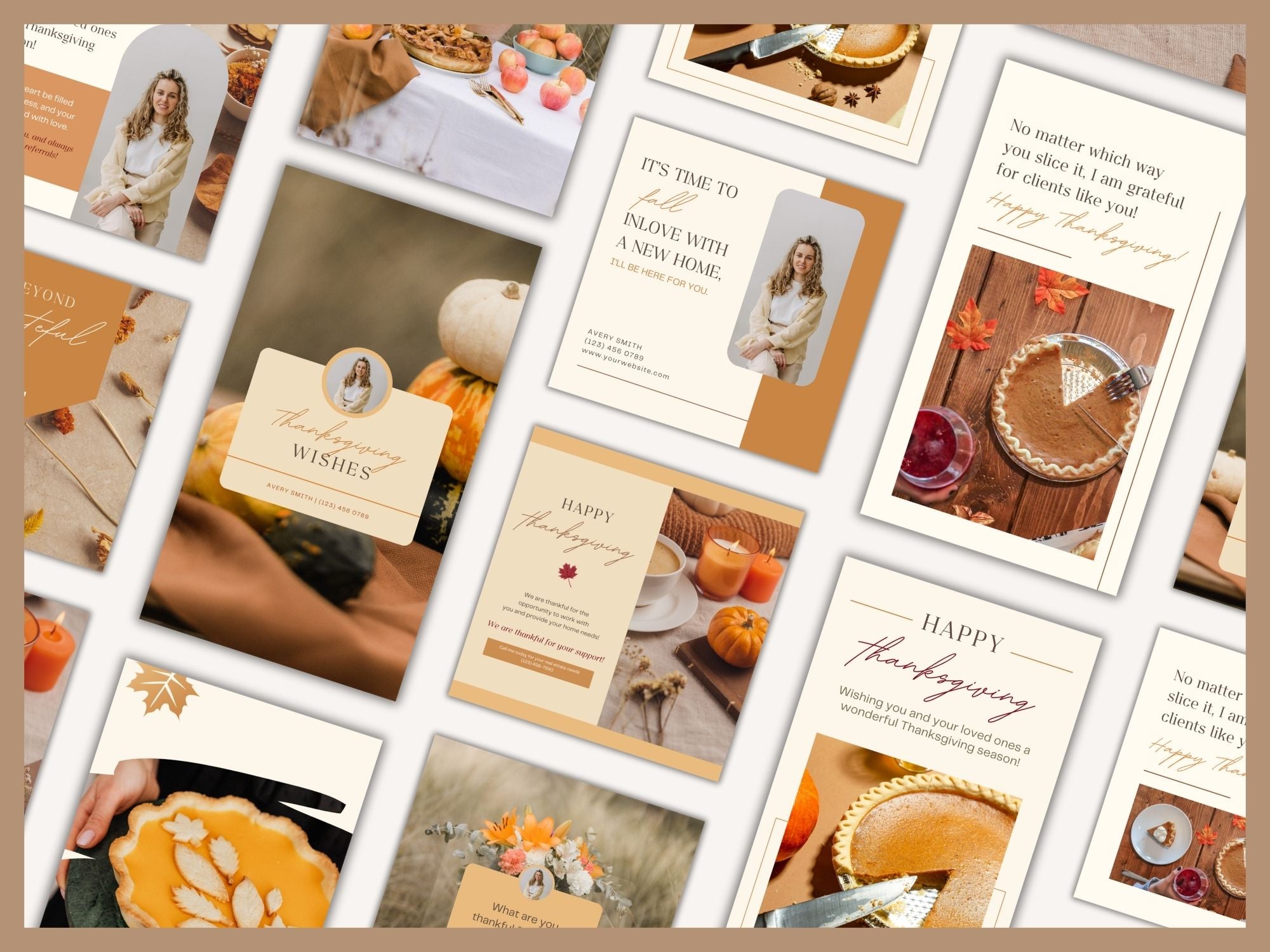 Real Estate Thanksgiving Social Media Posts - Professionally designed posts for expressing gratitude, sharing seasonal updates, and engaging with your audience in the spirit of the Thanksgiving holiday season.