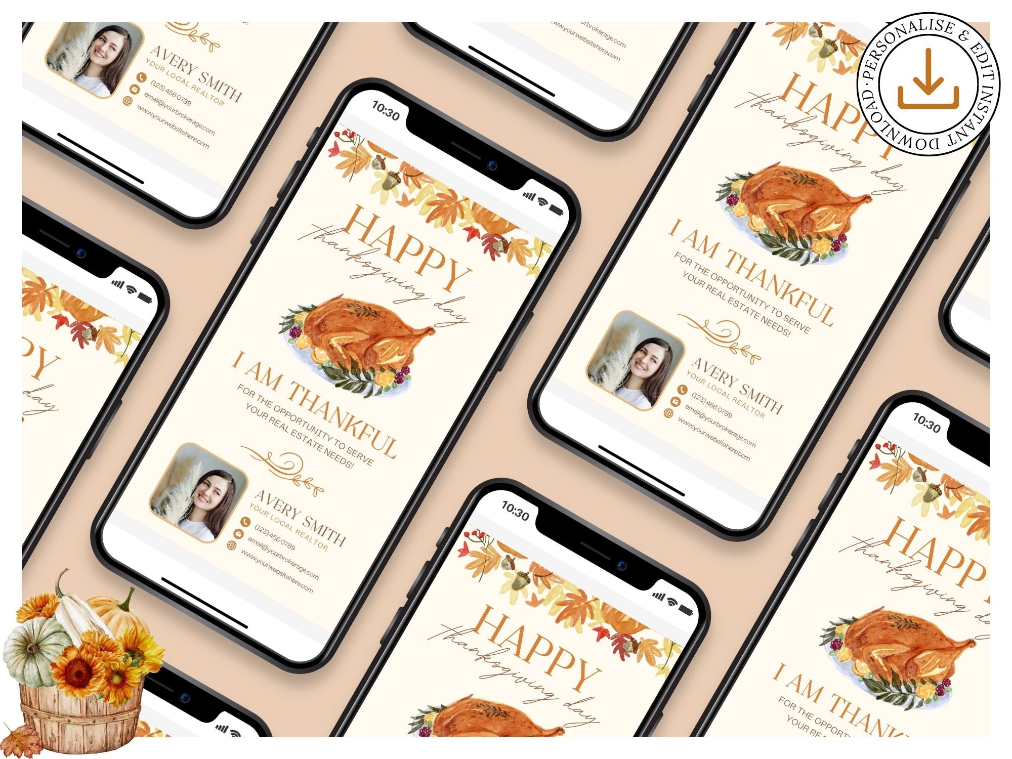 Real Estate Thanksgiving Digital Card Vol 01 - Beautifully designed digital card for expressing gratitude and fostering client connections in the spirit of the Thanksgiving holiday season.