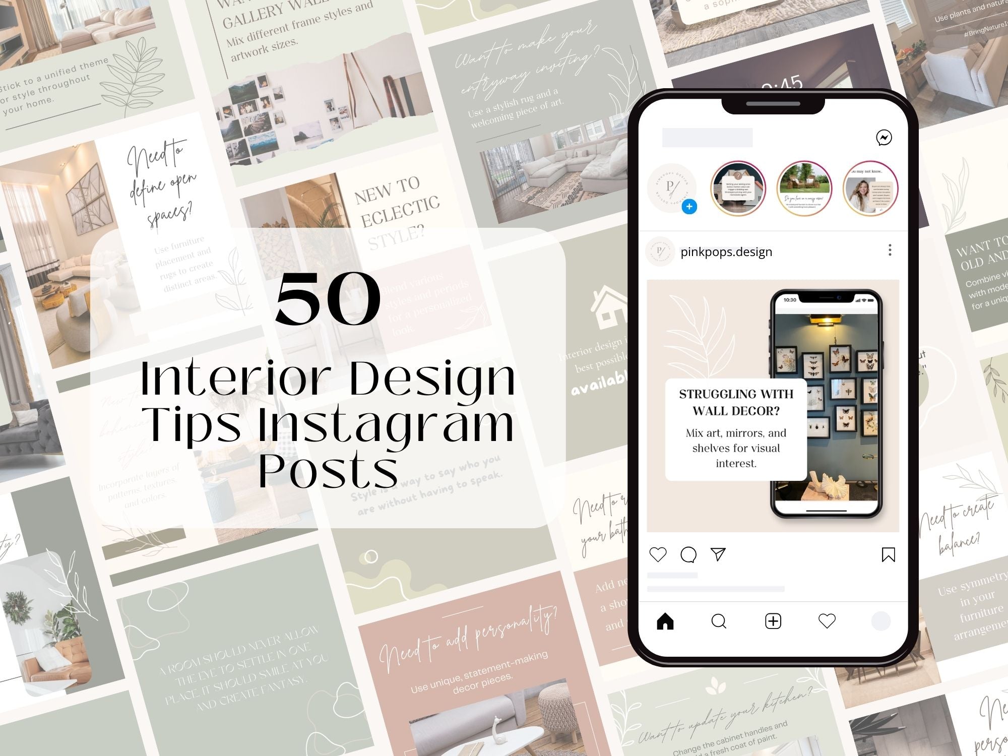 50 Interior Design Tips Instagram Posts Vol 01 - Stylish templates offering valuable interior design advice.