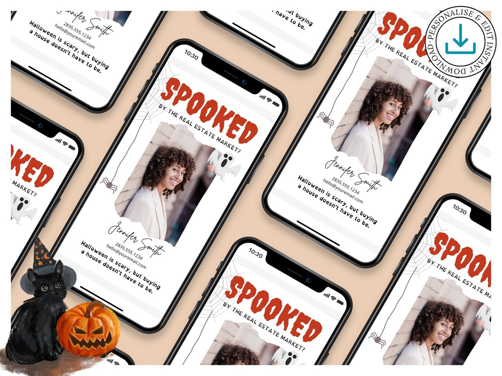 Real Estate Spooked Digital Halloween Card - Digital card adding a touch of Halloween fun to client communications for a unique and engaging way to express seasonal wishes during the spooky season.