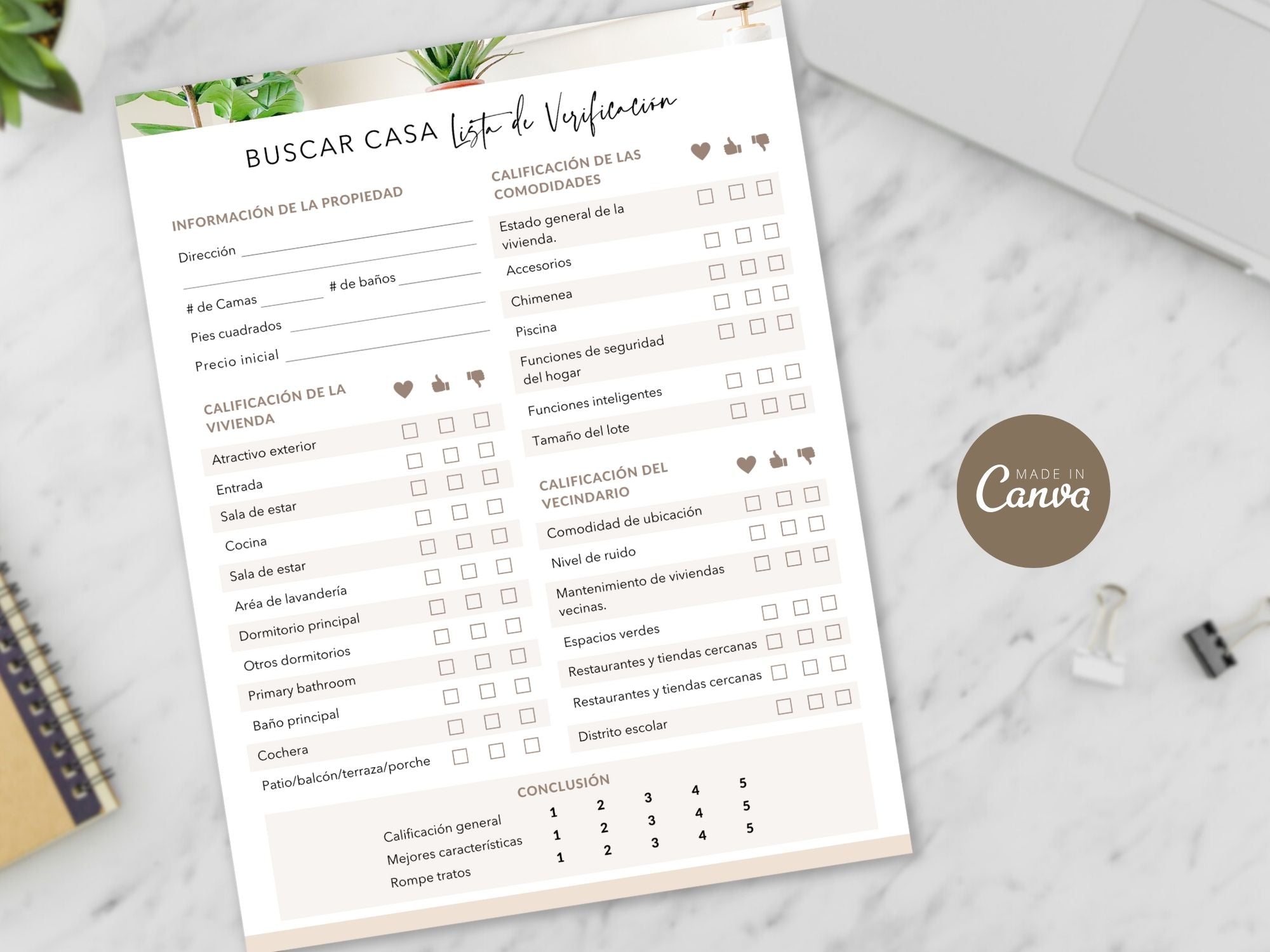 Spanish House Hunting Checklist- Comprehensive guide for Spanish-speaking clients.