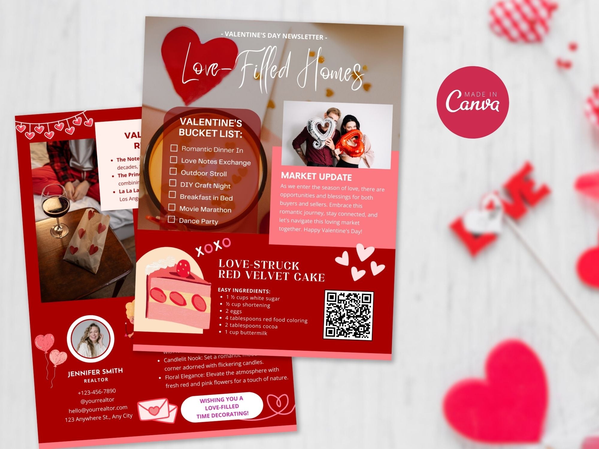 Valentine's Day Newsletter 2024 - Professional real estate newsletter template with romantic design elements.