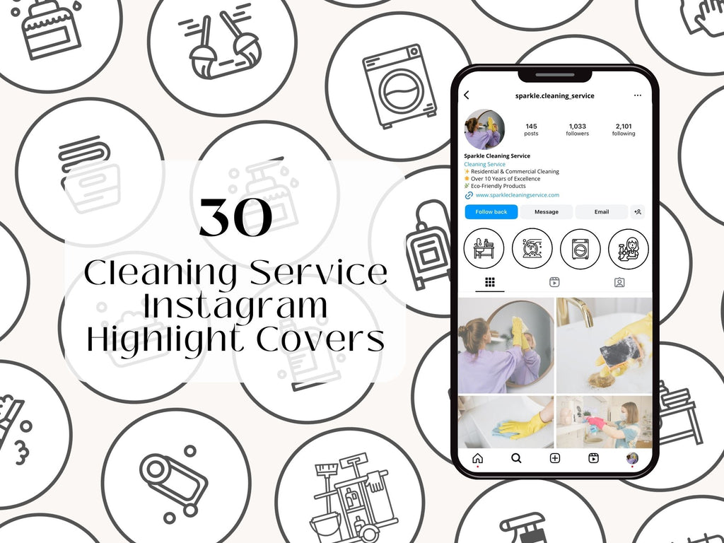 Black Outline Cleaning Instagram Highlight Covers