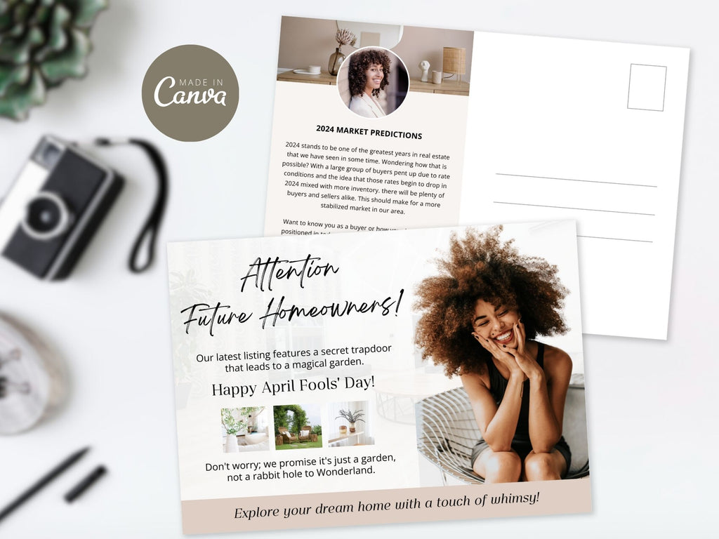 April Fool Joke Postcards - Professionally designed real estate postcards for lighthearted and playful communication during the April Fool's season.