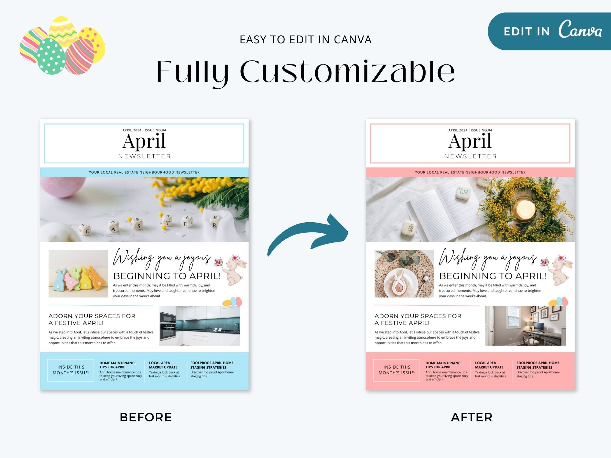 Minimal April Newsletter 2024 - Clean and modern real estate newsletter template for impactful communication.