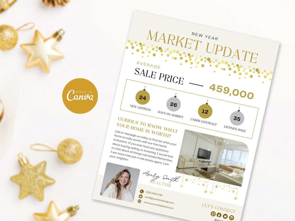 Real Estate New Year Market Update Flyer: Providing Insights into 2024 Real Estate Trends to Clients and the Community