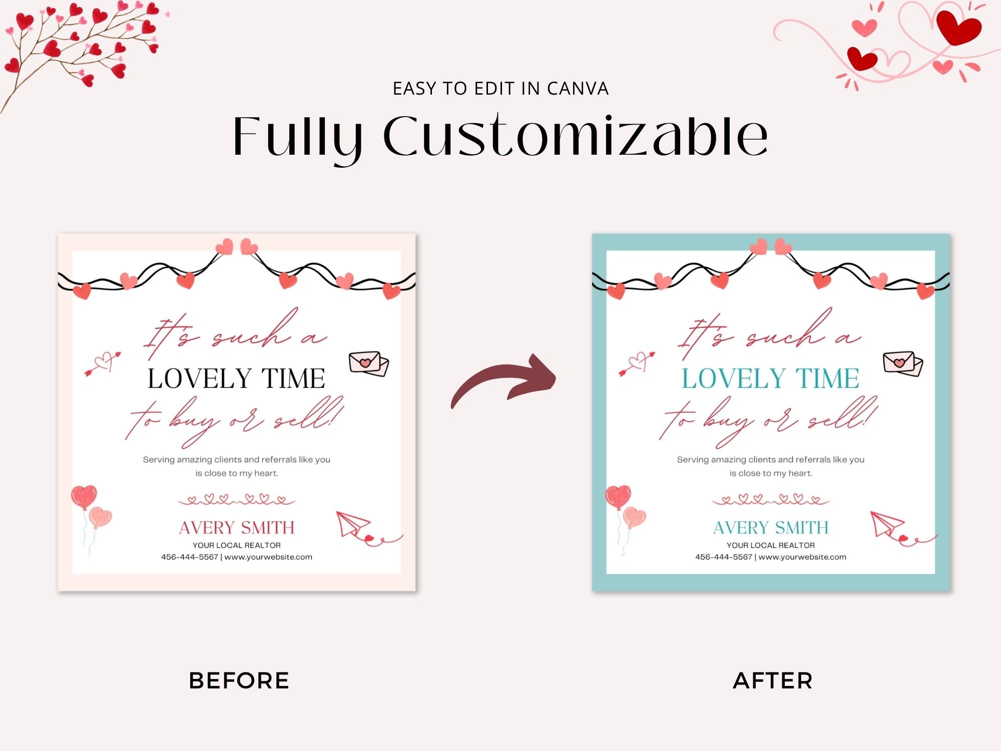 Valentine Pop By Tags Bundle - SQUARE - Professionally designed real estate gift tags with a touch of Valentine's charm.