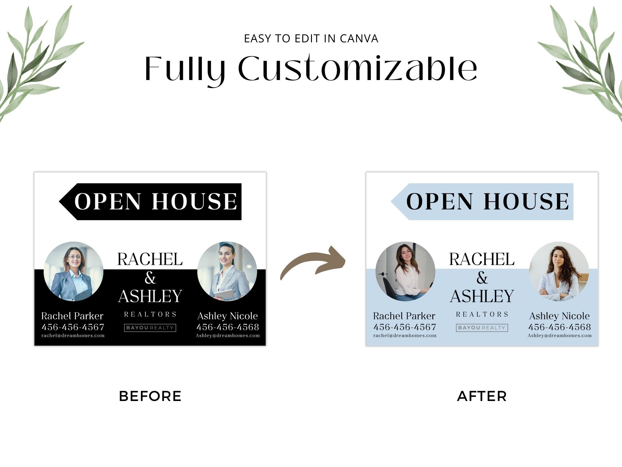 Black Multiple Agents Open House Sign (18 x 24)- Sleek and durable sign for promoting open  houses with multiple agents.