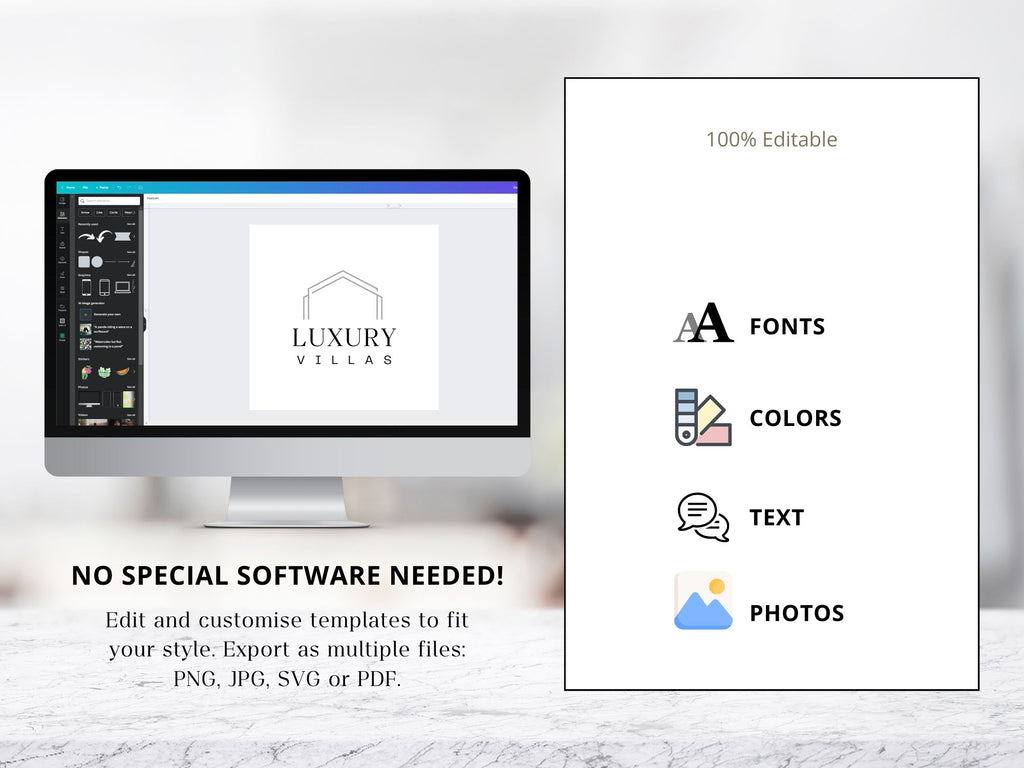 Luxury Villas Logo Template - Elegant and sleek logo designed for luxury real estate professionals.