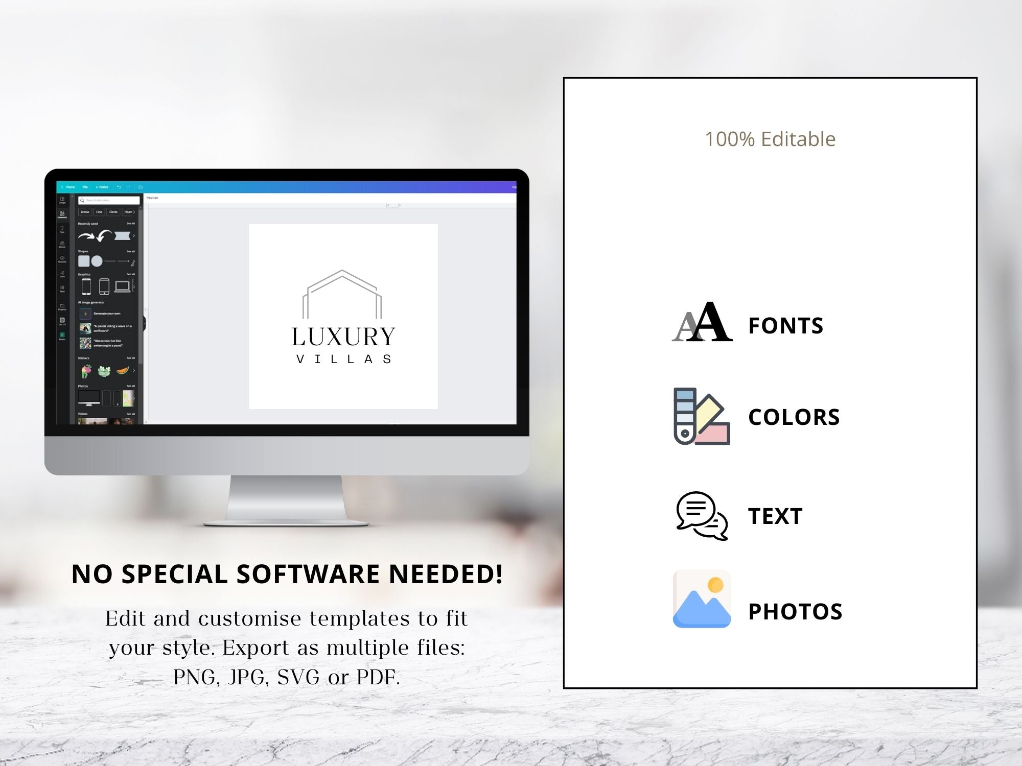 Luxury Villas Logo Template - Elegant and sleek logo designed for luxury real estate professionals.
