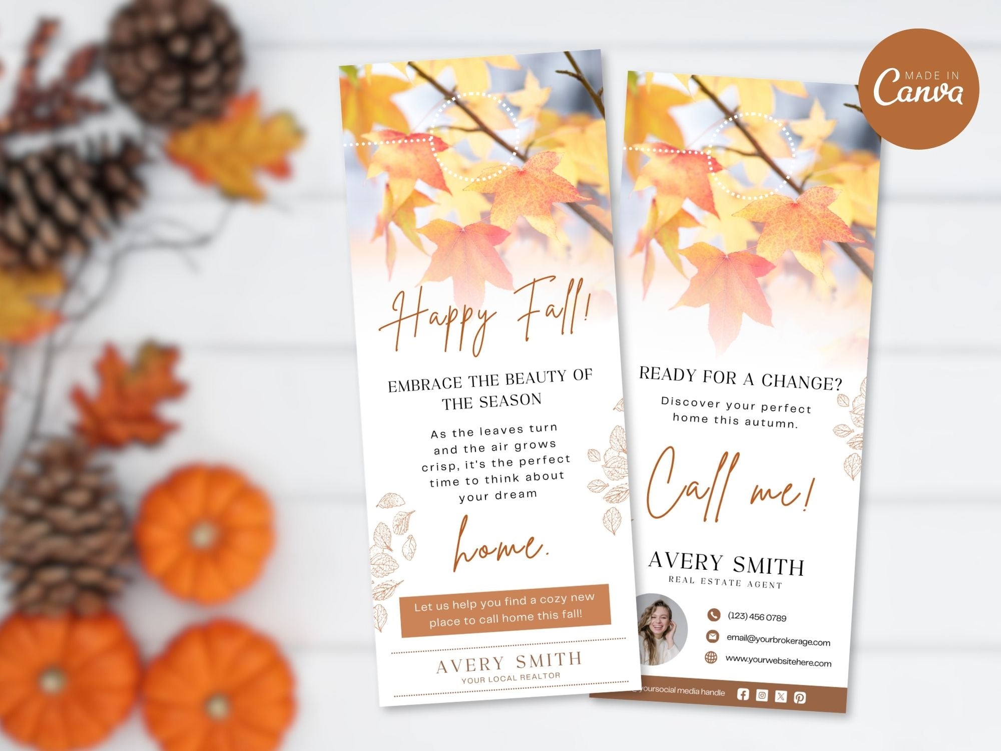 Fall Door Hangers Vol 02 - Vibrant and seasonal door hangers for fall-themed marketing.