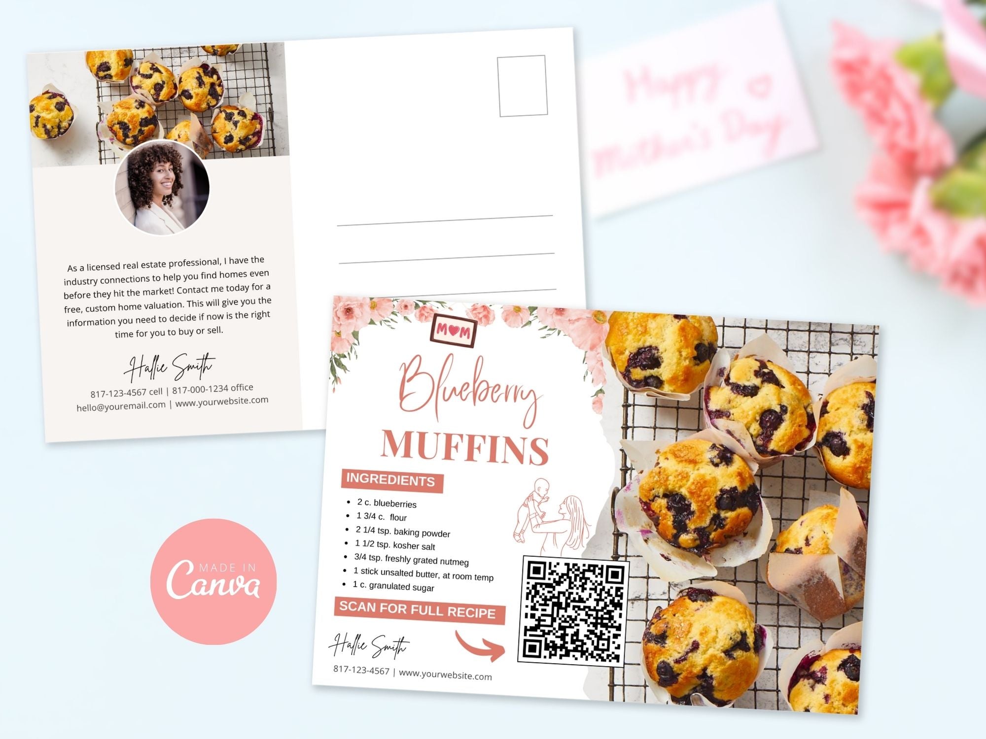 Mother's Day Recipe Postcards - Heartwarming postcards with delightful recipes for personalized real estate marketing on Mother's Day.