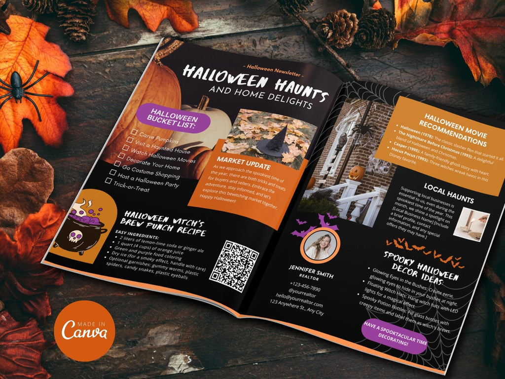 Real Estate Halloween Newsletter 2023 - Creatively designed newsletter template with a touch of Halloween flair for festive and engaging client communications during the spooky season.