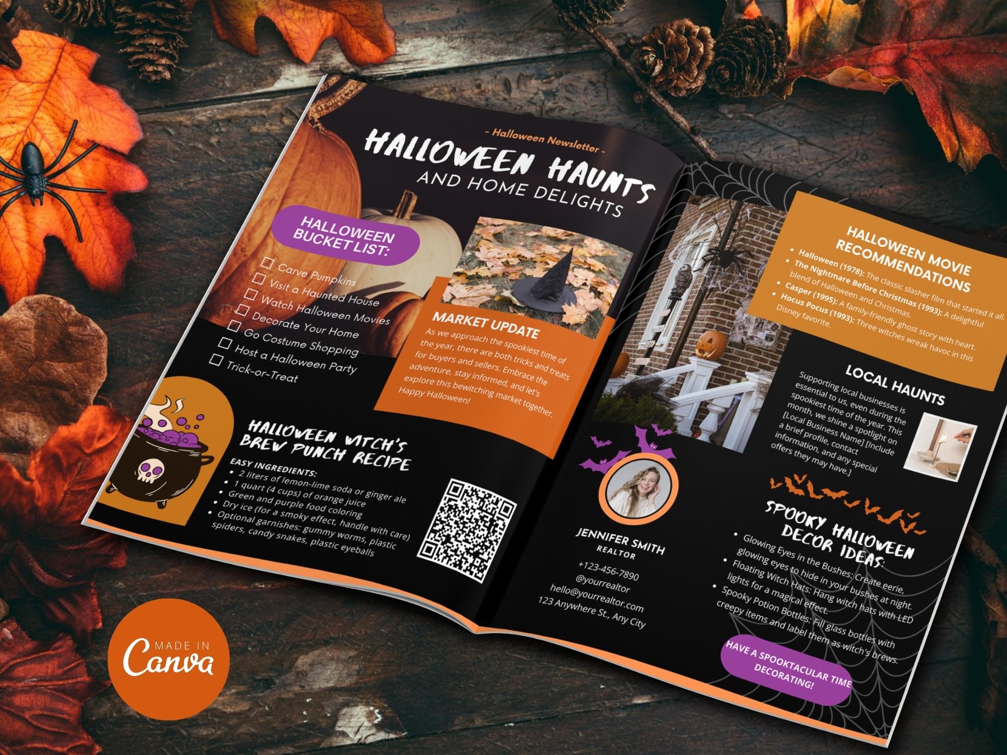 Real Estate Halloween Newsletter 2023 - Creatively designed newsletter template with a touch of Halloween flair for festive and engaging client communications during the spooky season.