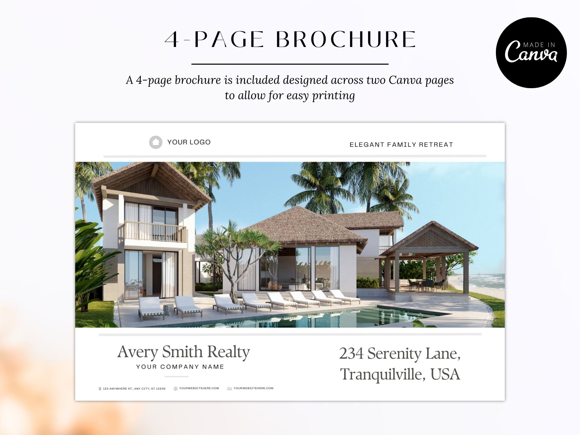 Real Estate Luxury Property Brochure - Exquisite design showcasing premium property details, captivating potential buyers with sophisticated visuals in luxury real estate marketing.