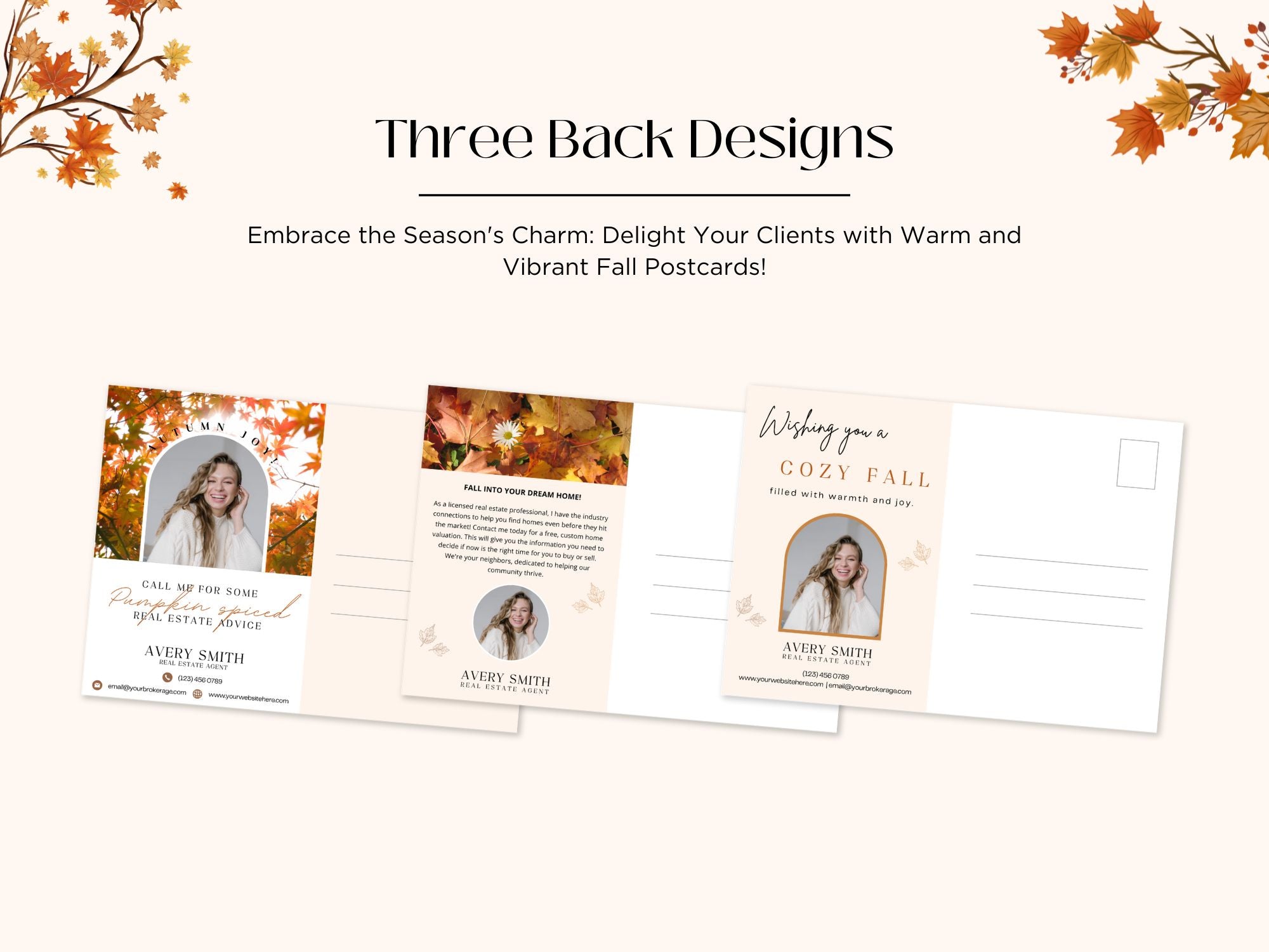 Fall Postcard Bundle Vol 02 - Autumn-themed postcards designed for real estate marketing.