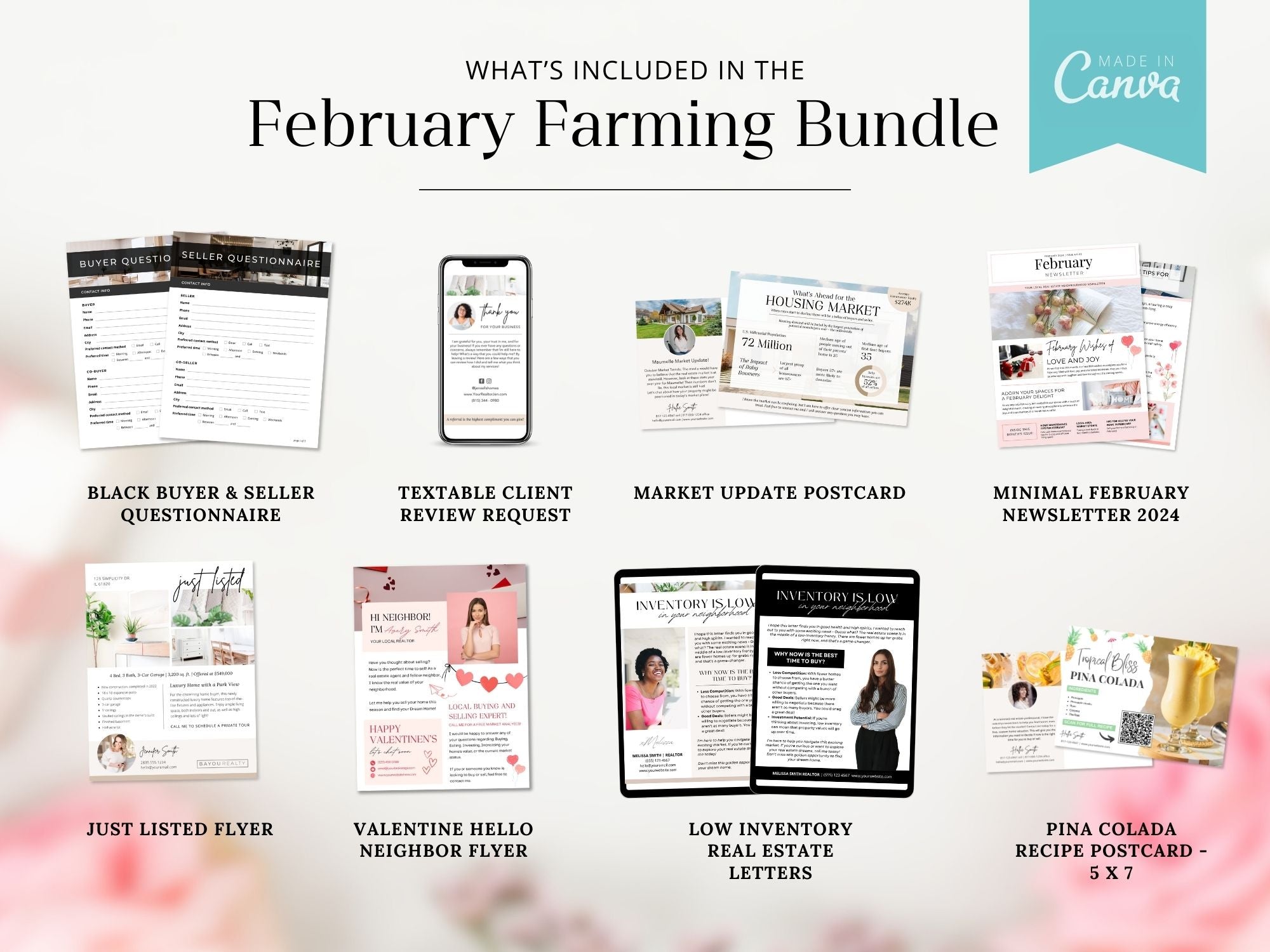 February Farming Bundle - Professionally designed real estate marketing materials for a standout February farming campaign.