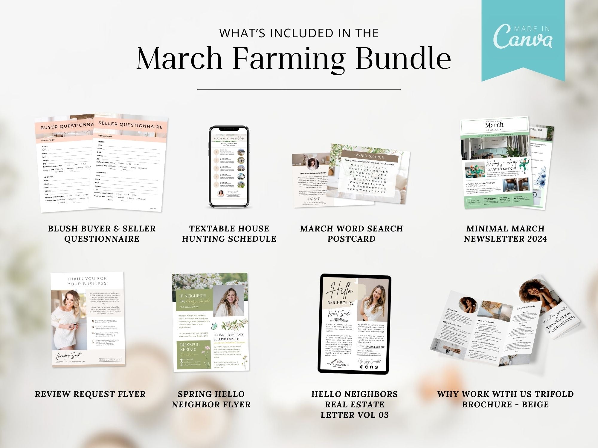 March Farming Bundle - Comprehensive tools for real estate farming and community engagement in March.
