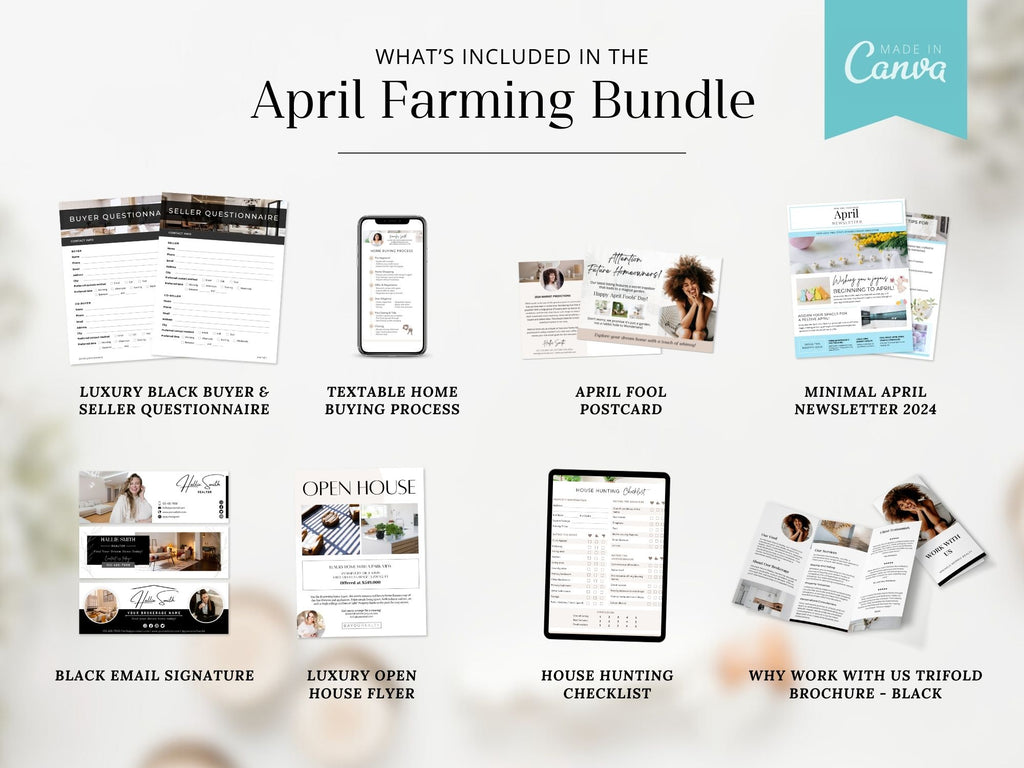April Farming Bundle - Essential tools and resources for real estate farming in April.