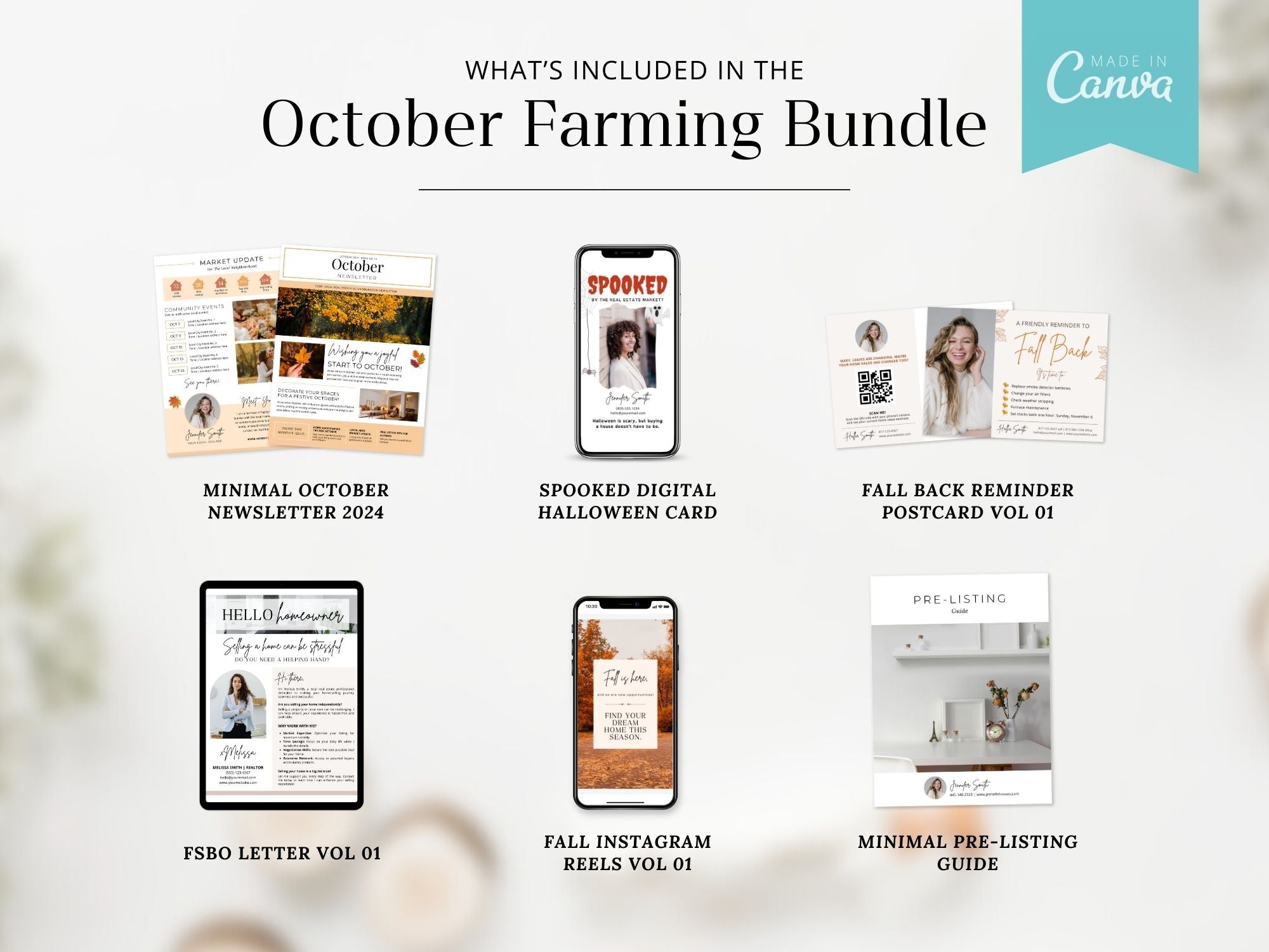 October Farming Bundle with real estate marketing templates for community engagement and outreach.
