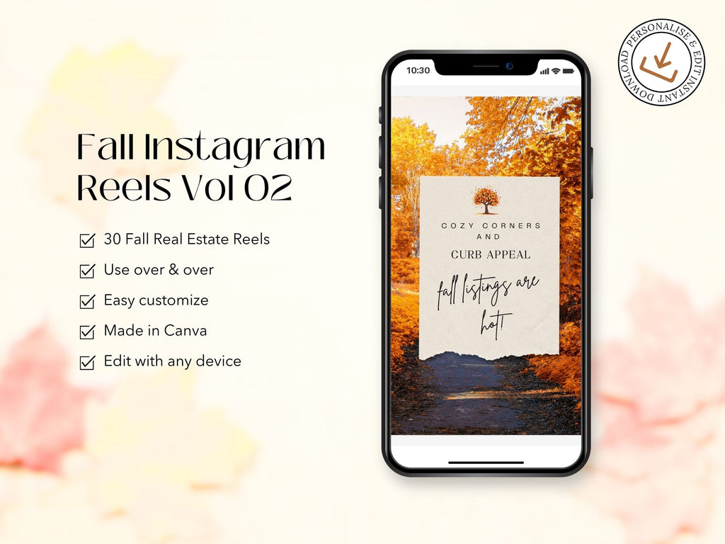 Fall-themed real estate Instagram reels template for agents