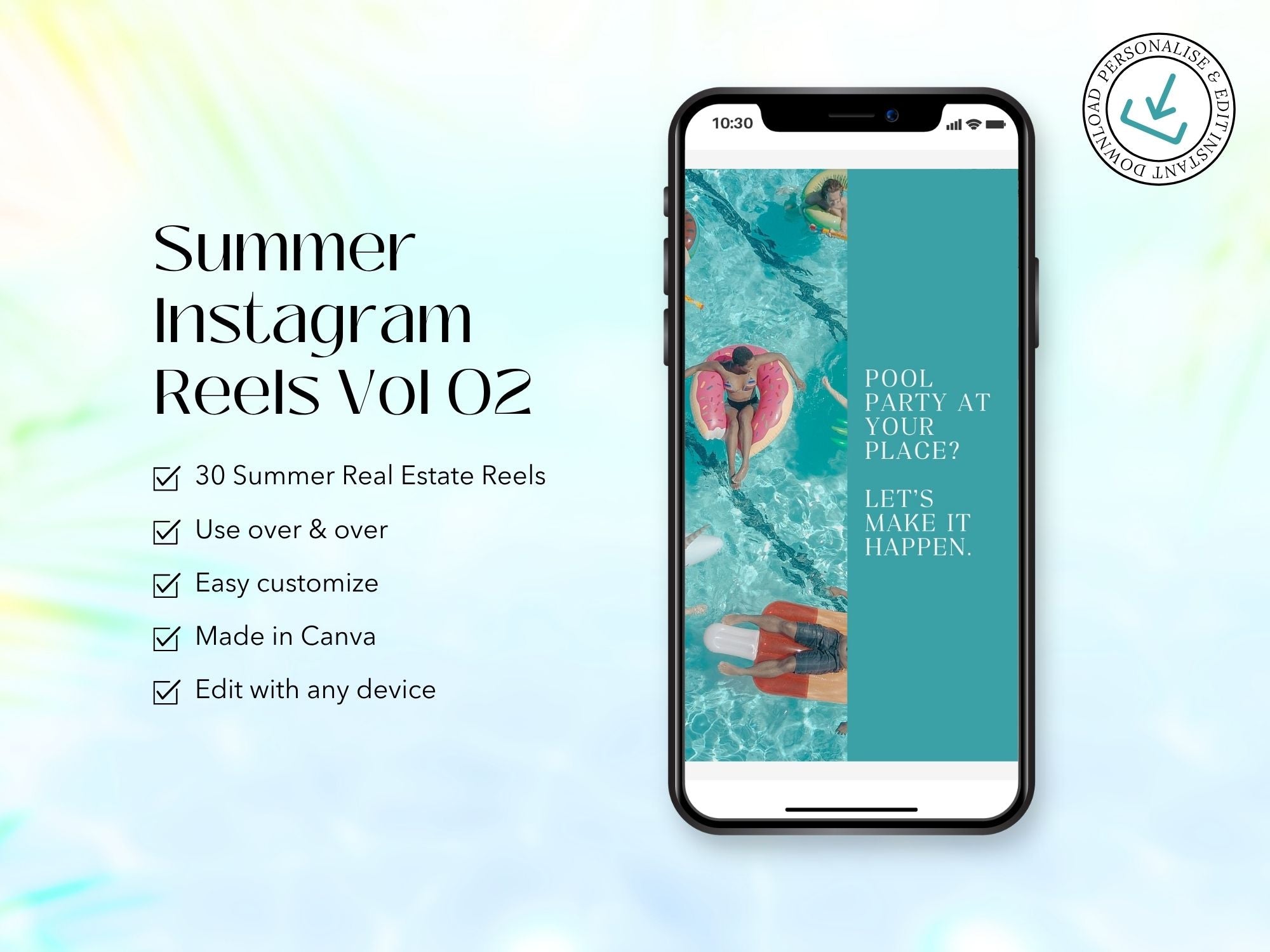 Instagram reel templates for real estate agents with summer themes