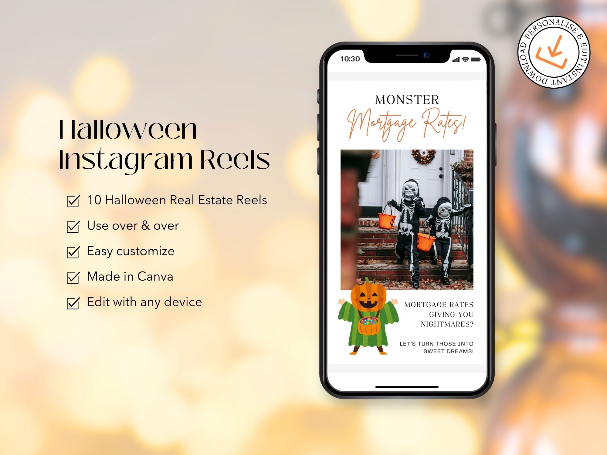 Halloween-themed real estate Instagram reels for realtors to engage their audience with spooky, festive content.