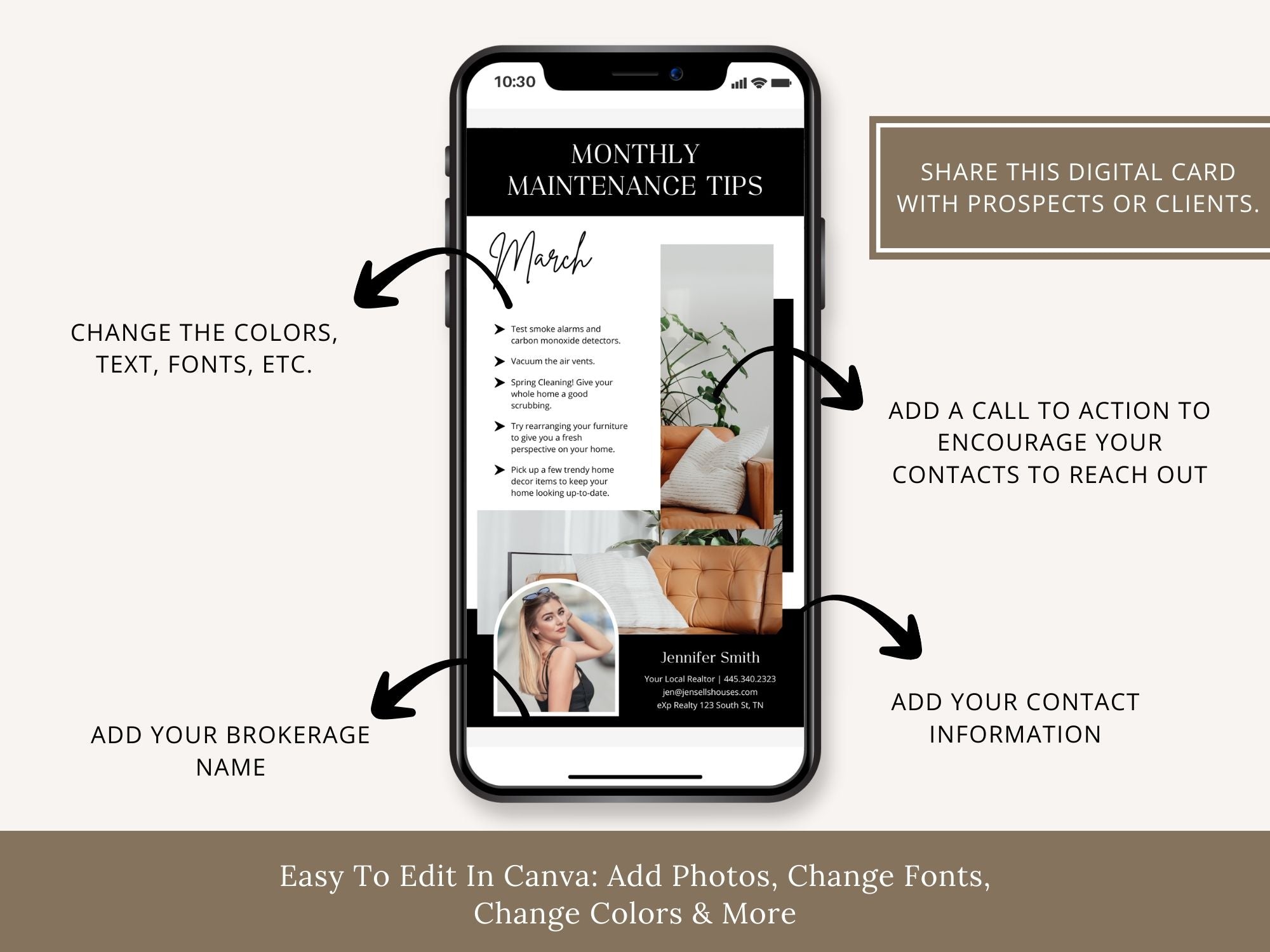 Monthly Maintenance Tips Textable Vol 01 - Easy-to-share templates offering valuable home maintenance advice.