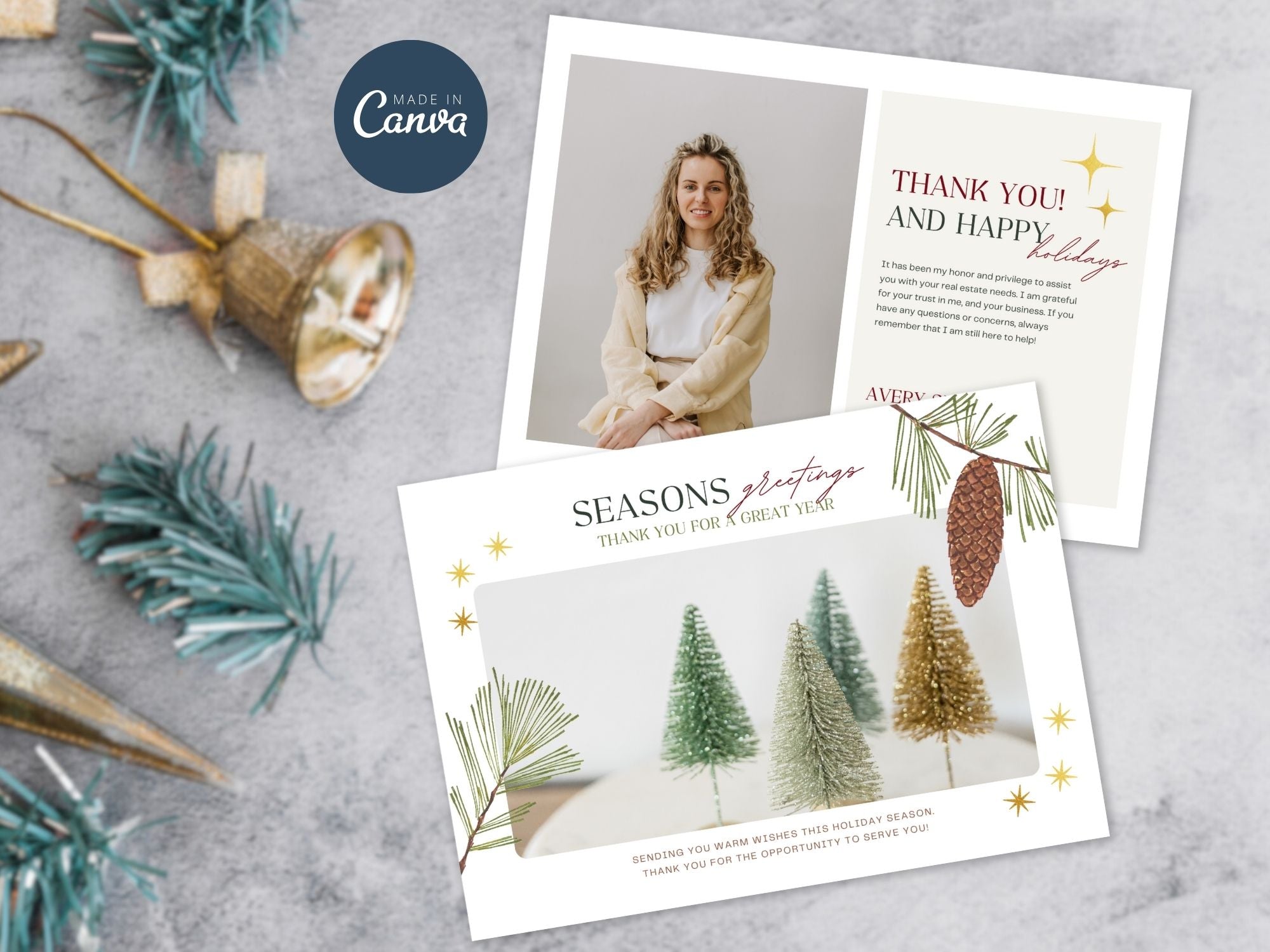 Real Estate Season Greetings Christmas Postcard - Festive Client Communication for the Holiday Season