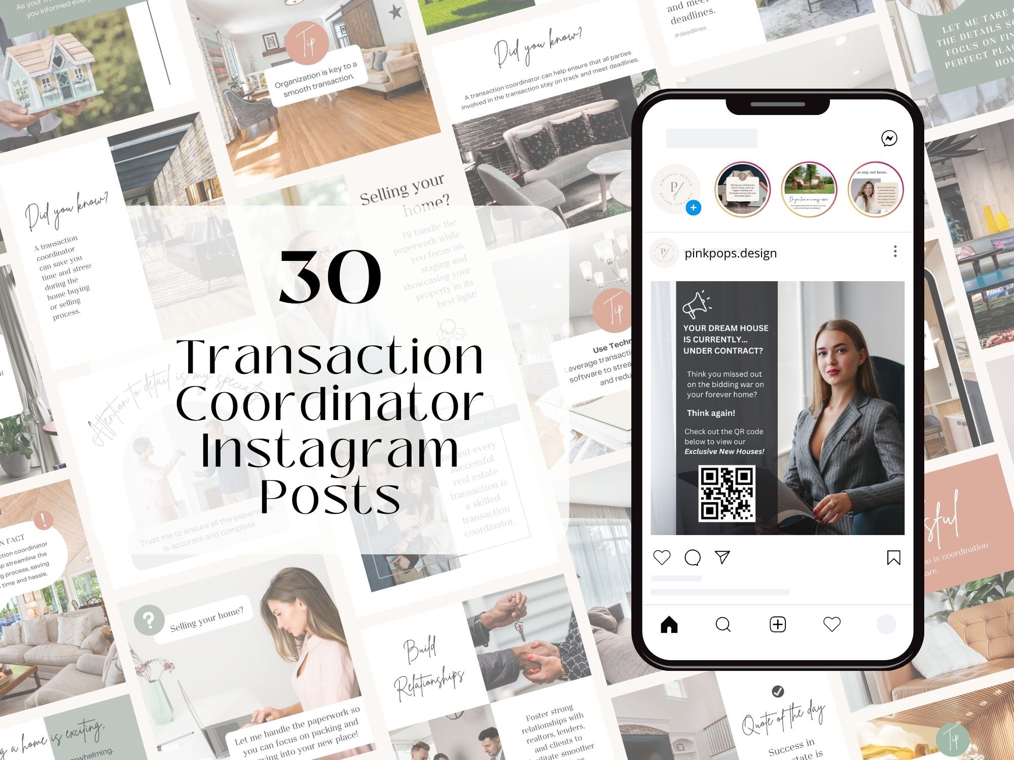  Transaction Coordinator Instagram Posts- Engaging templates for real estate transactions.