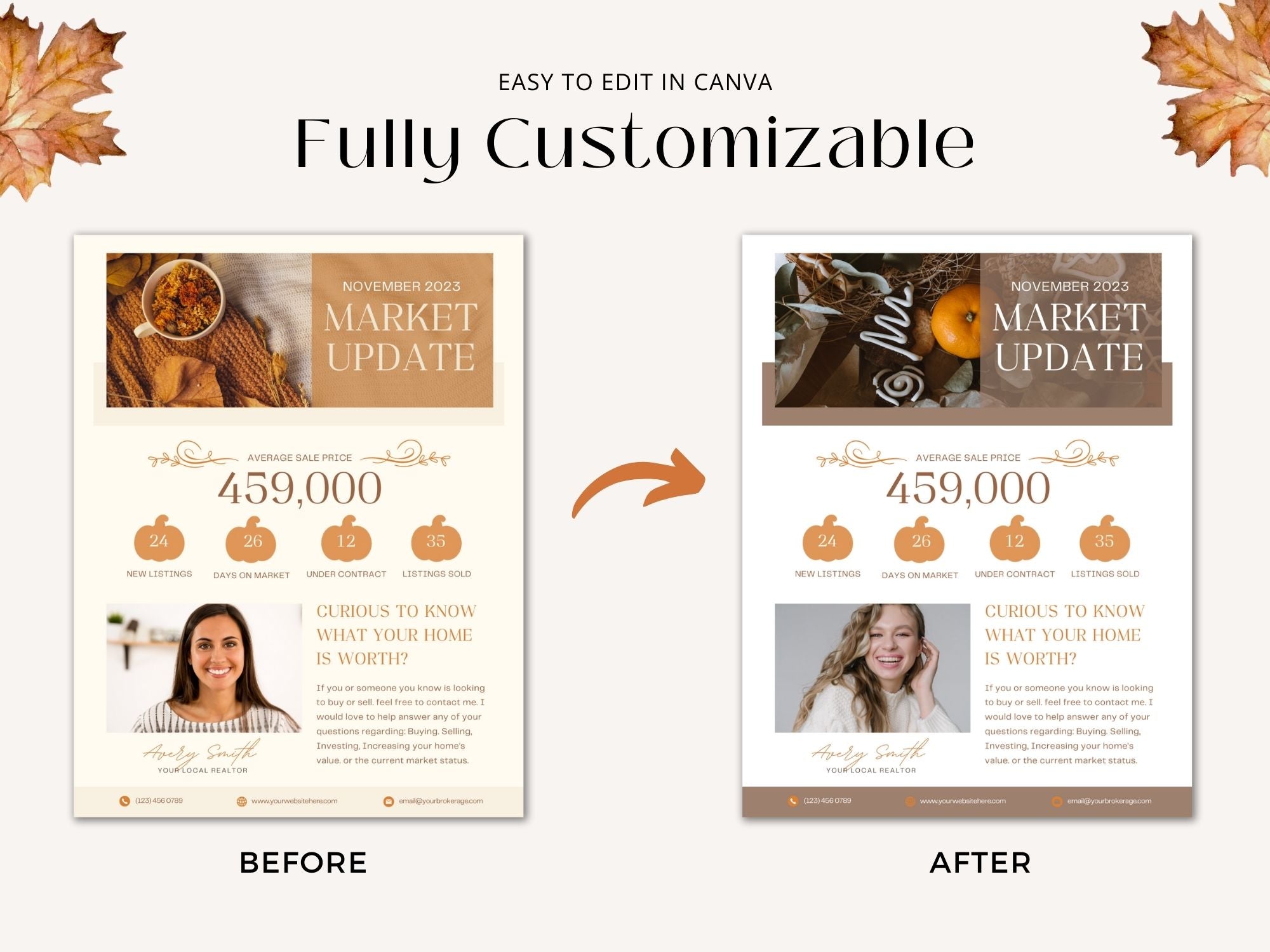 Real Estate Fall Market Update Flyer - Visually appealing flyer providing essential fall market insights for effective communication with clients and prospects.