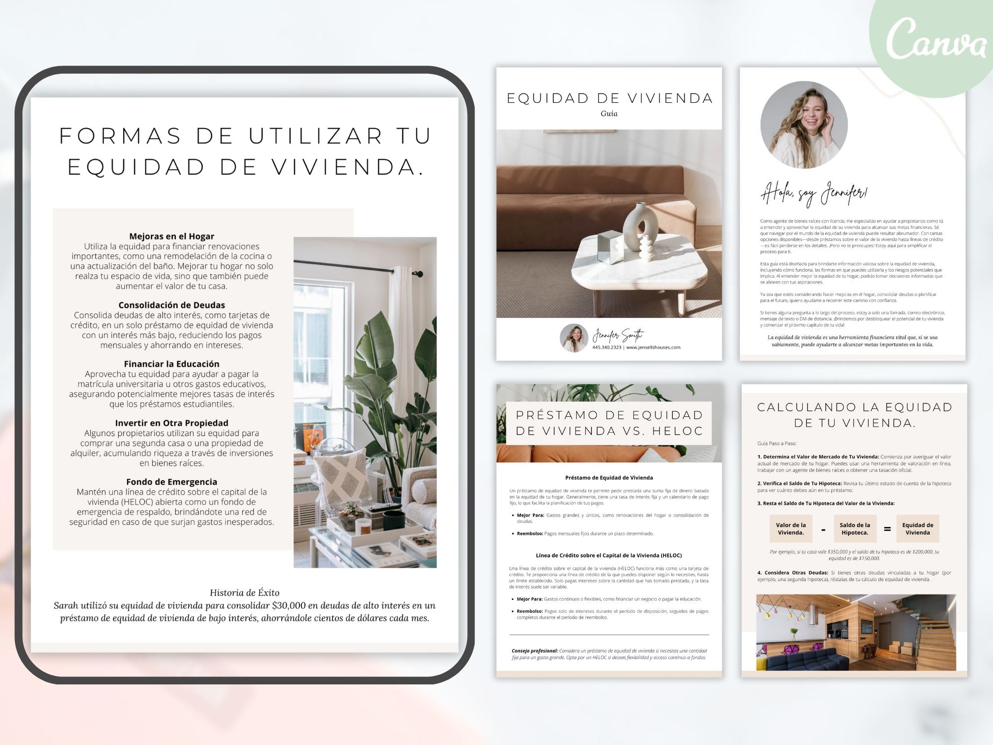 Minimal Spanish home equity guide with essential information for homeowners.
