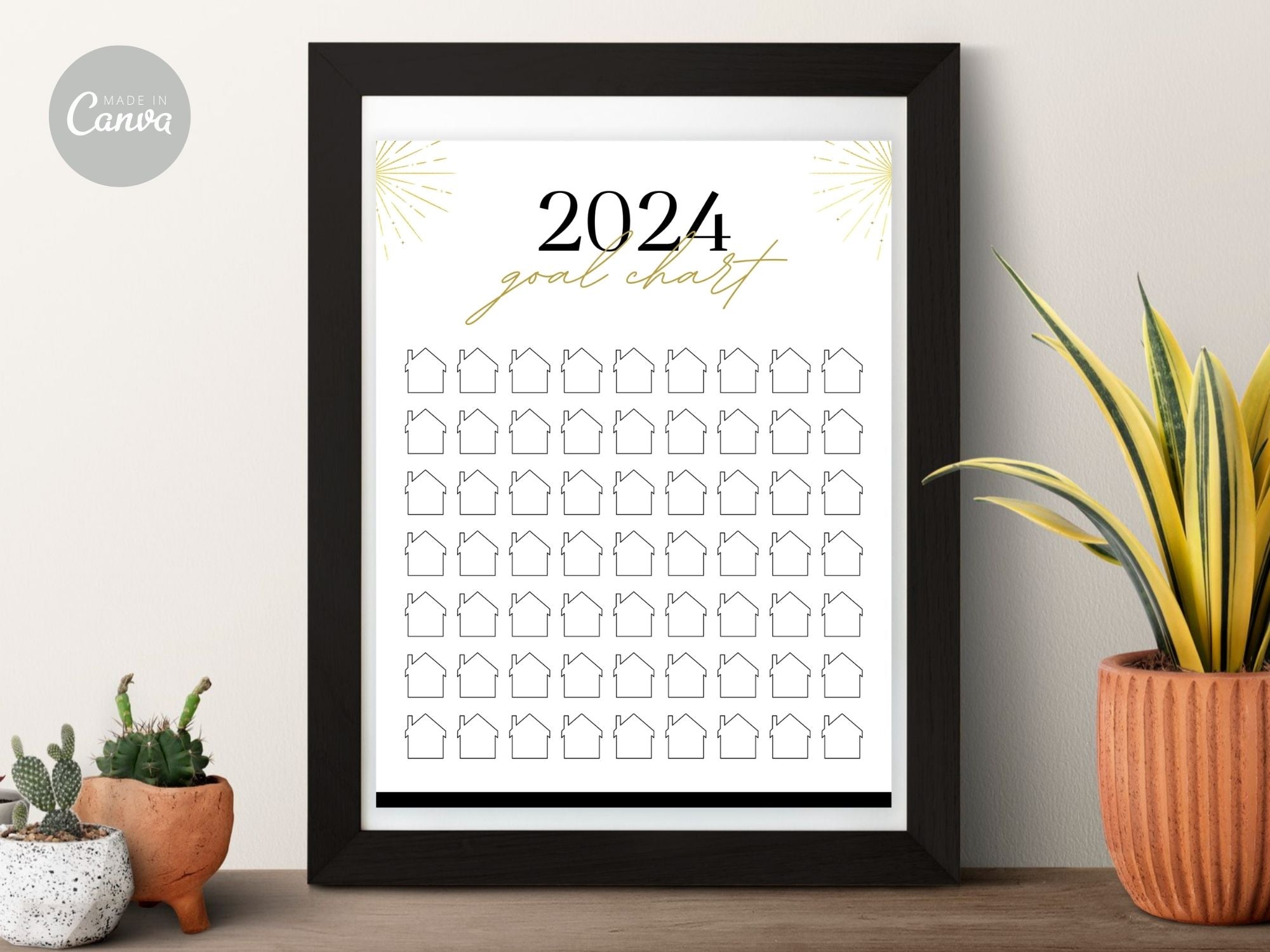 Real Estate Gold 2024 Realtor Goal Chart - Eye-catching chart for goal setting and tracking in a luxurious gold theme, providing a stylish and motivational tool for achieving real estate milestones.