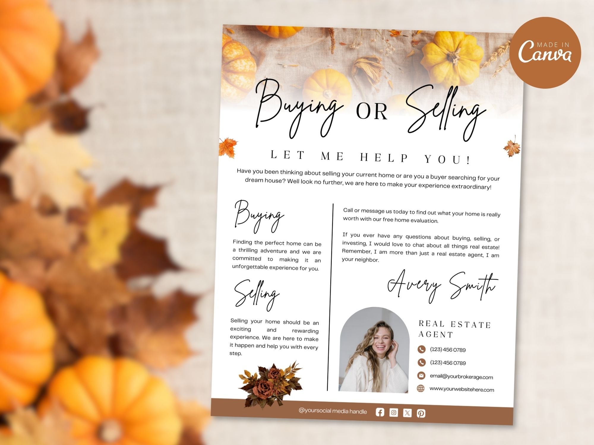 Fall Real Estate Letters Vol 02 with autumn-themed designs for seasonal client outreach.