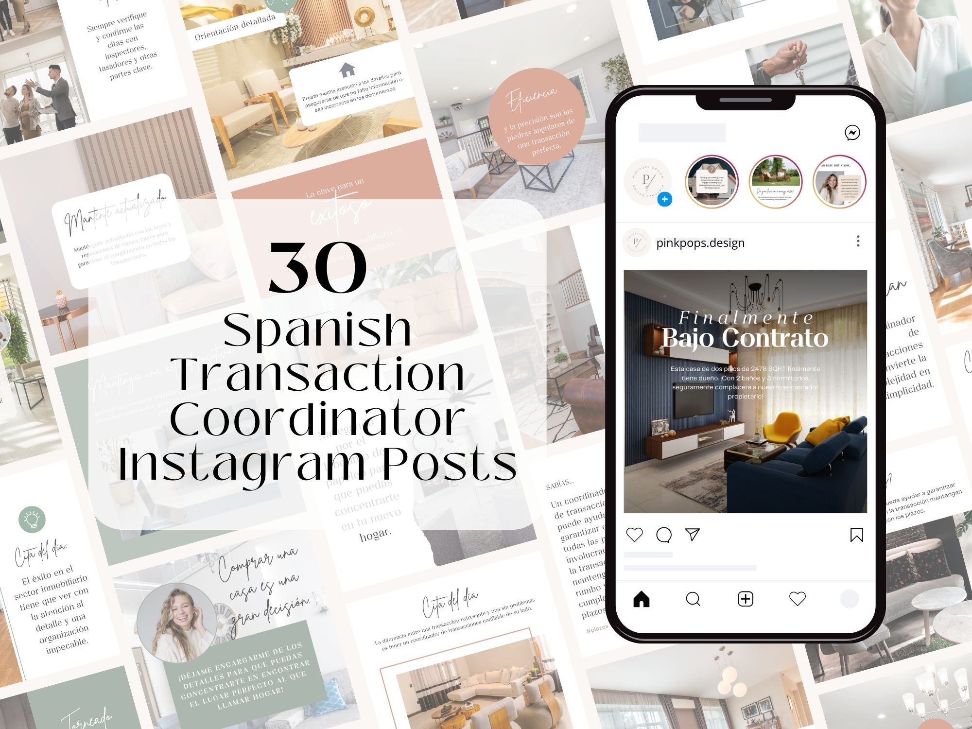  Spanish Transaction Coordinator Instagram Posts- Essential transaction tips templates for  Spanish-speaking clients.