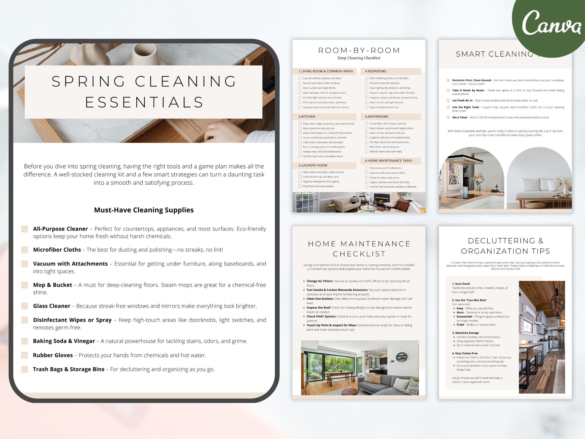 Spring Cleaning Guide with home organization and decluttering tips