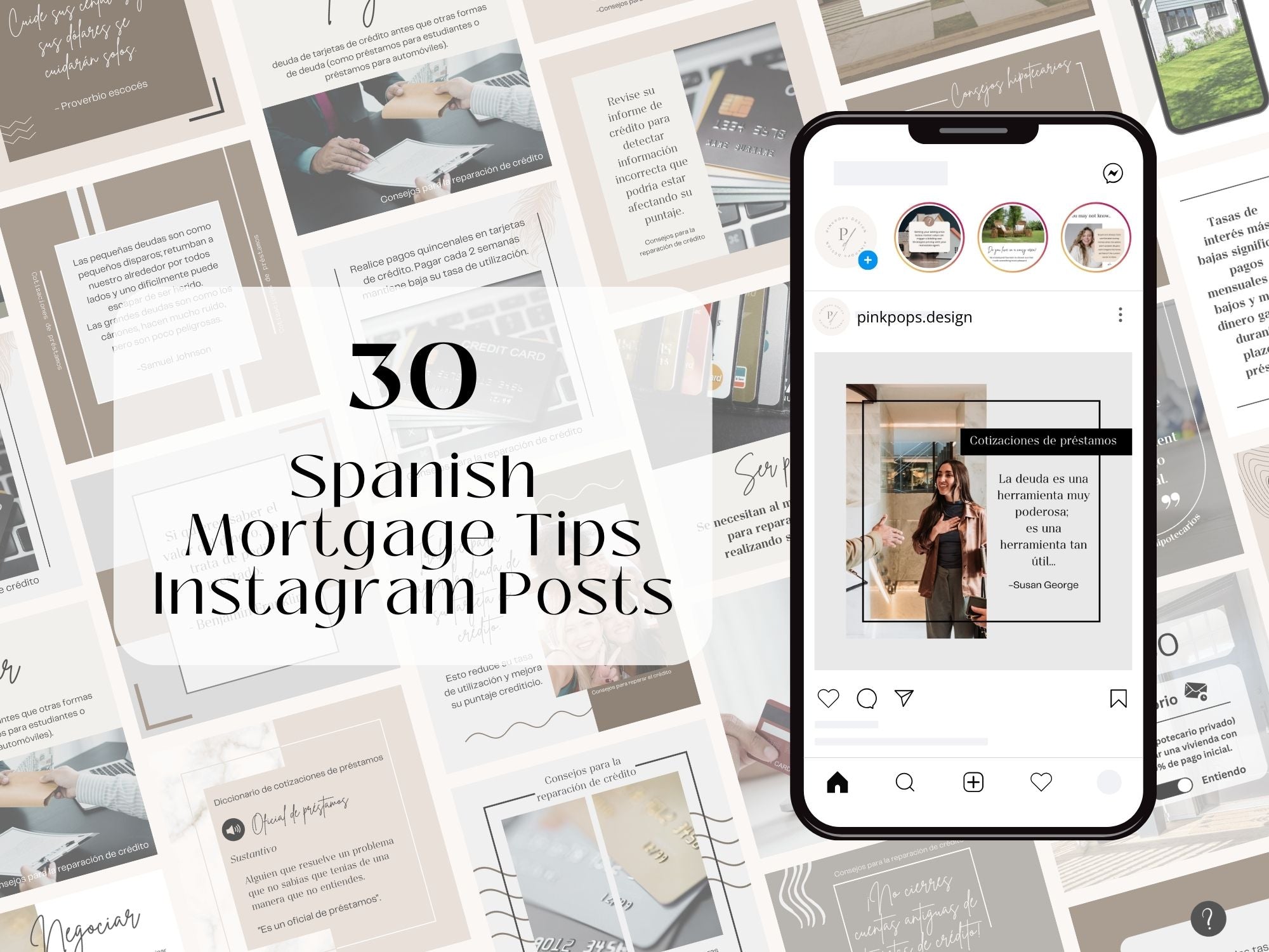 Spanish Mortgage Tips Instagram Posts Vol 01- Essential mortgage advice templates for  Spanish-speaking clients.