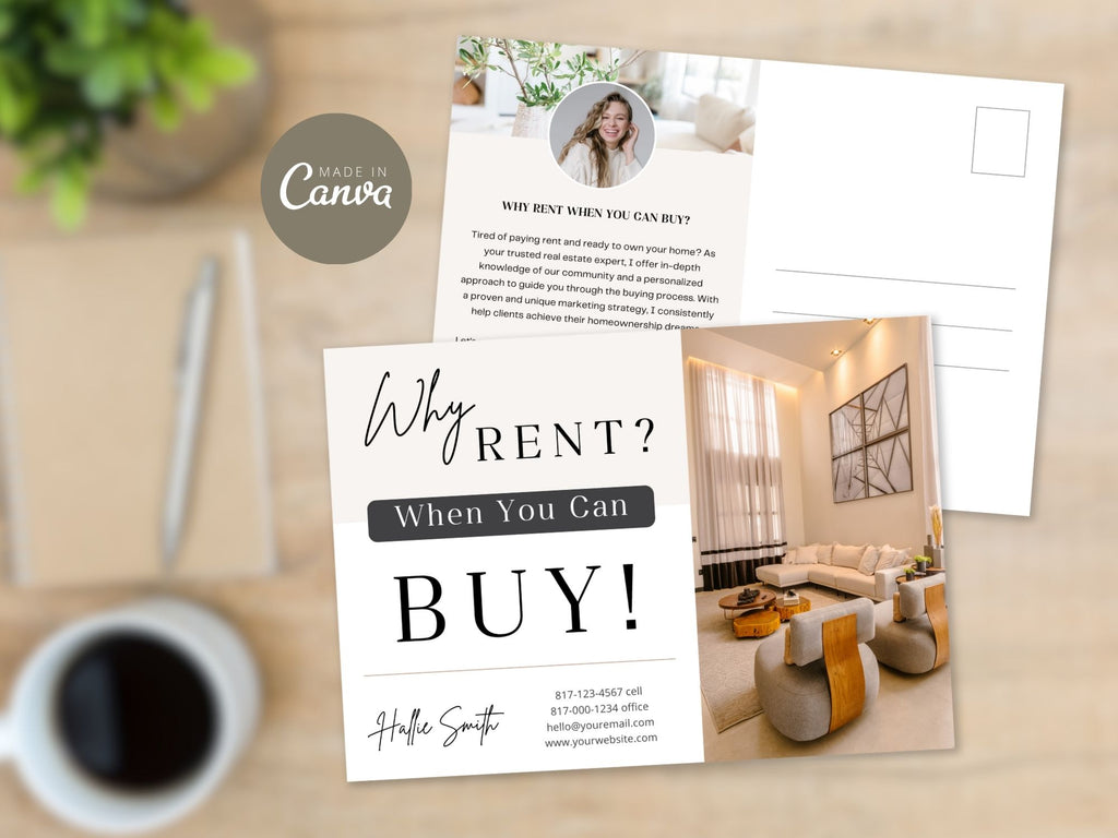 Rent Vs Own Postcard Vol 01- Showcasing the advantages of homeownership.