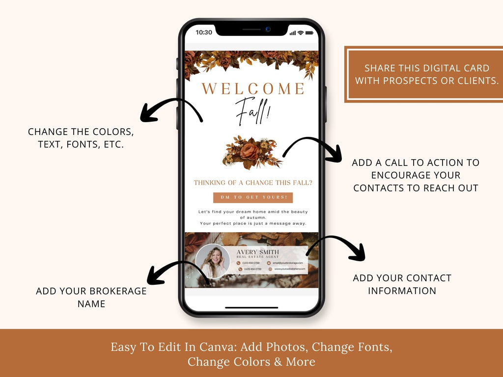 Fall Digital Textables Vol 02 - Autumn-themed designs for real estate digital marketing and client engagement.